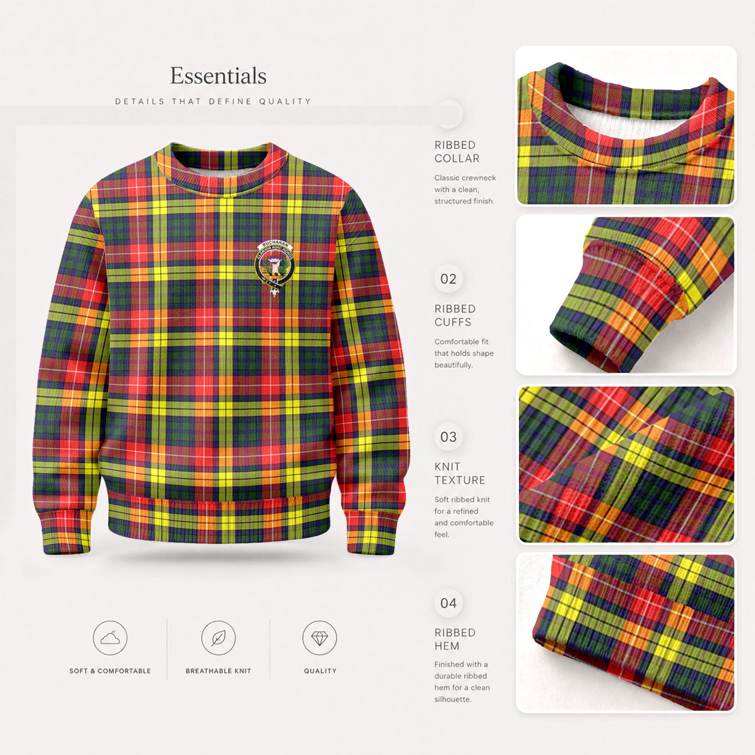 Buchanan Modern Tartan Crest Sweater