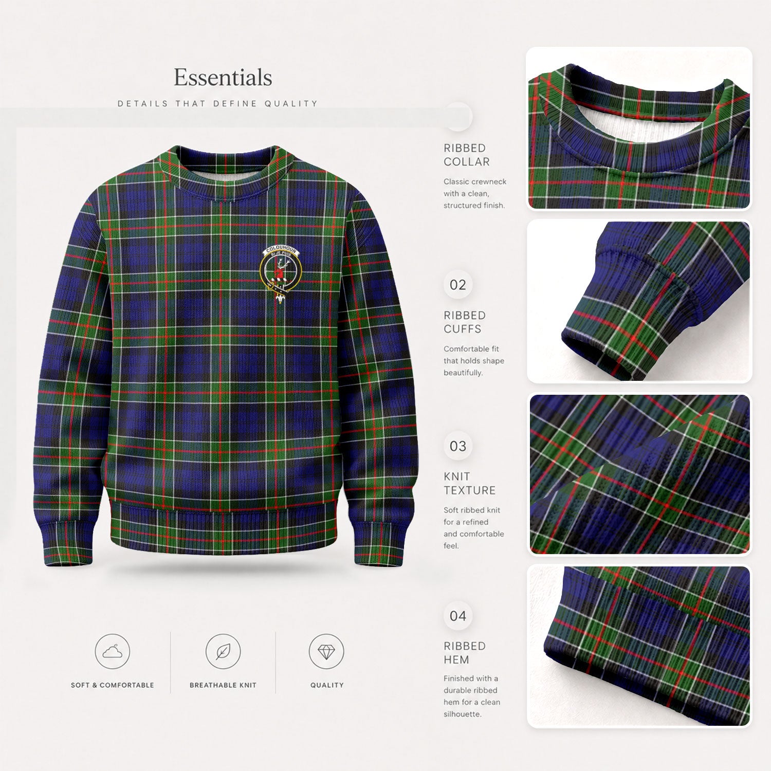 Colquhoun Modern Tartan Crest Sweater