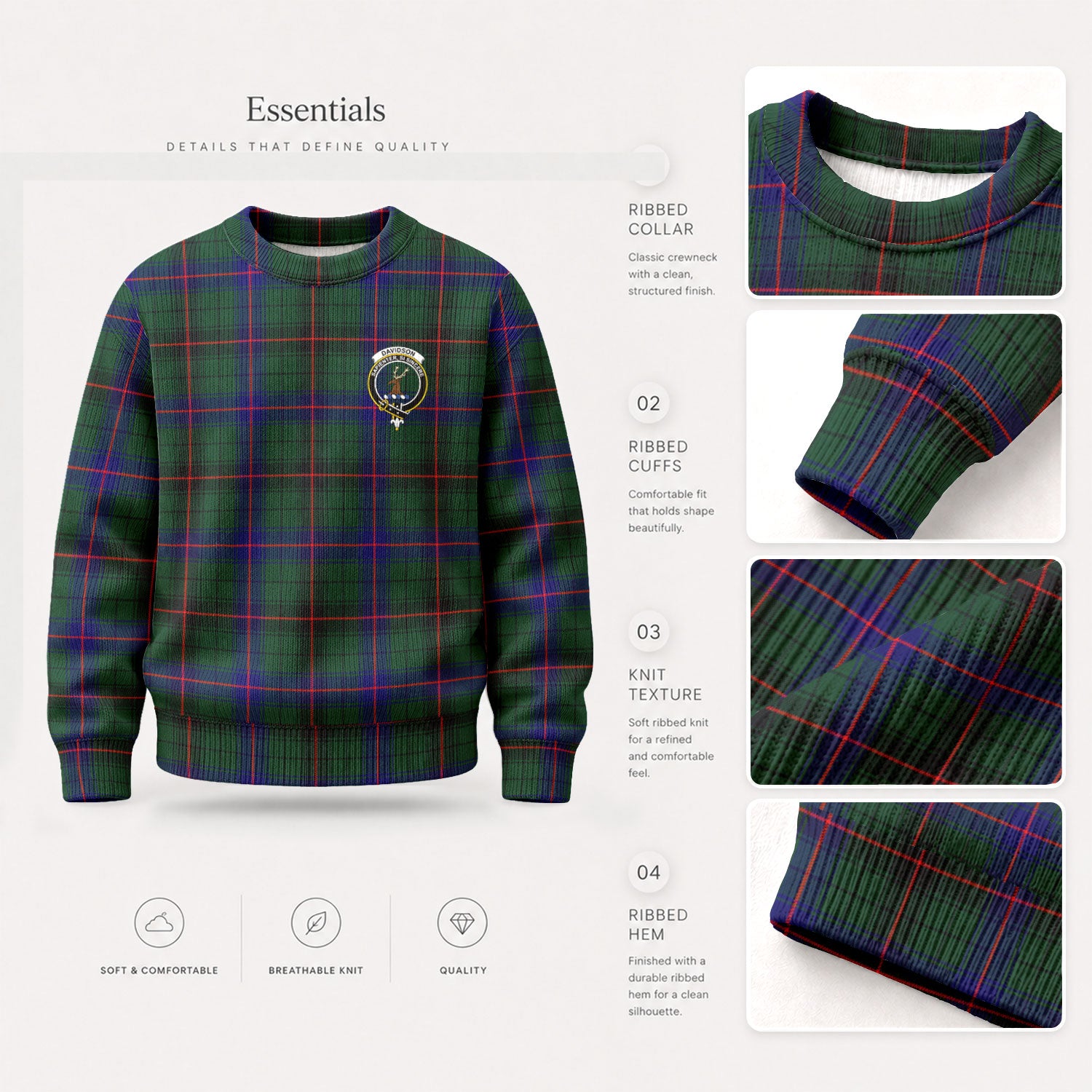 Davidson Modern Tartan Crest Sweater