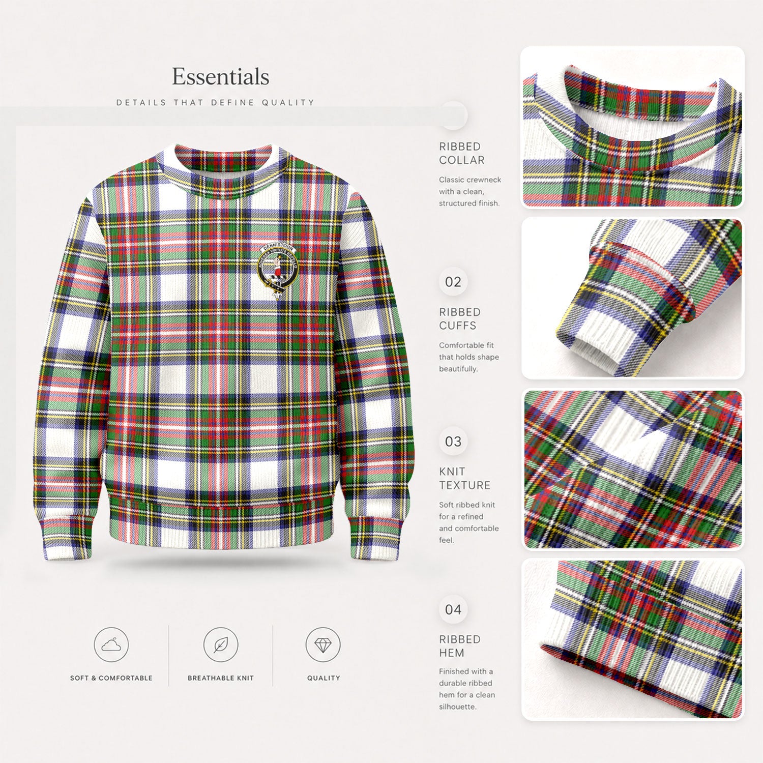 Dennistoun Tartan Crest Sweater
