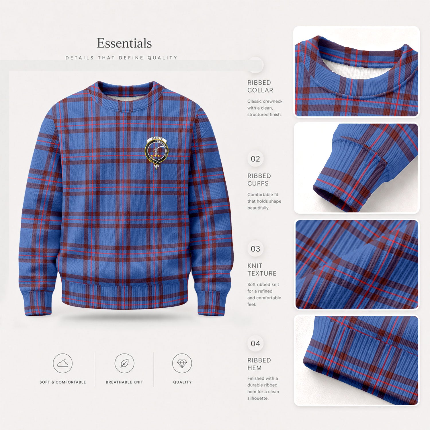 Elliott Modern Tartan Crest Sweater