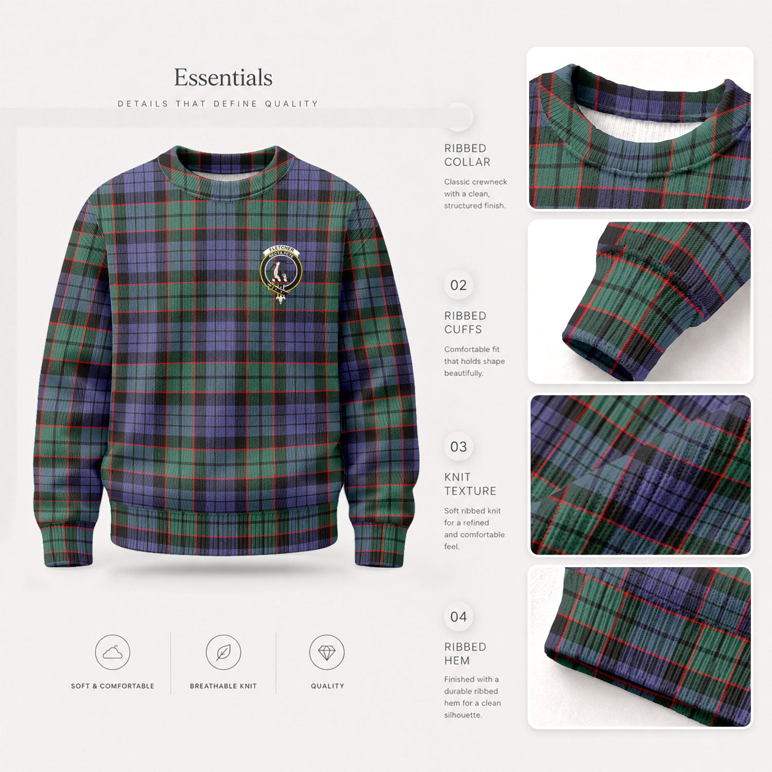 Fletcher Modern Tartan Crest Sweater