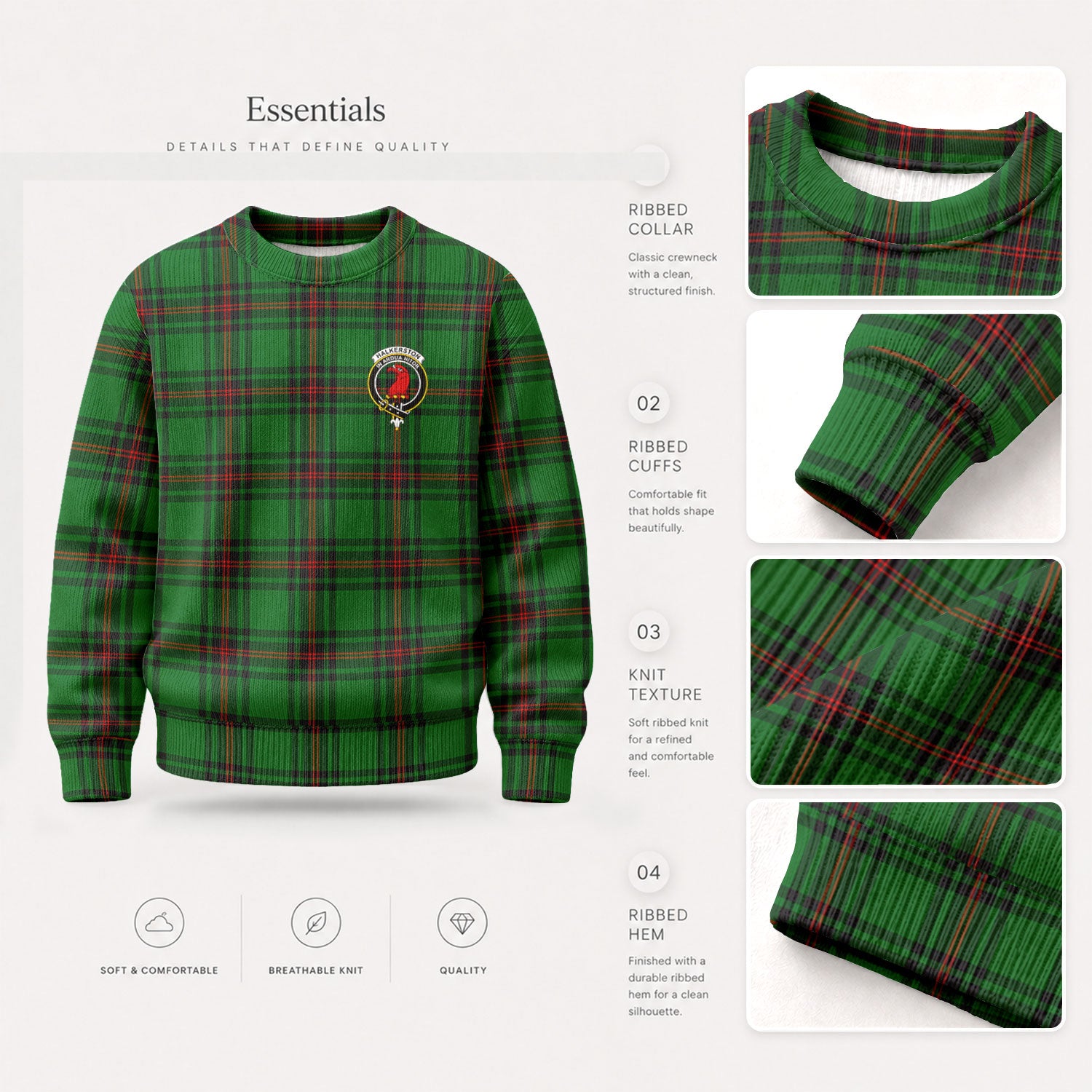 Halkerston Tartan Crest Sweater