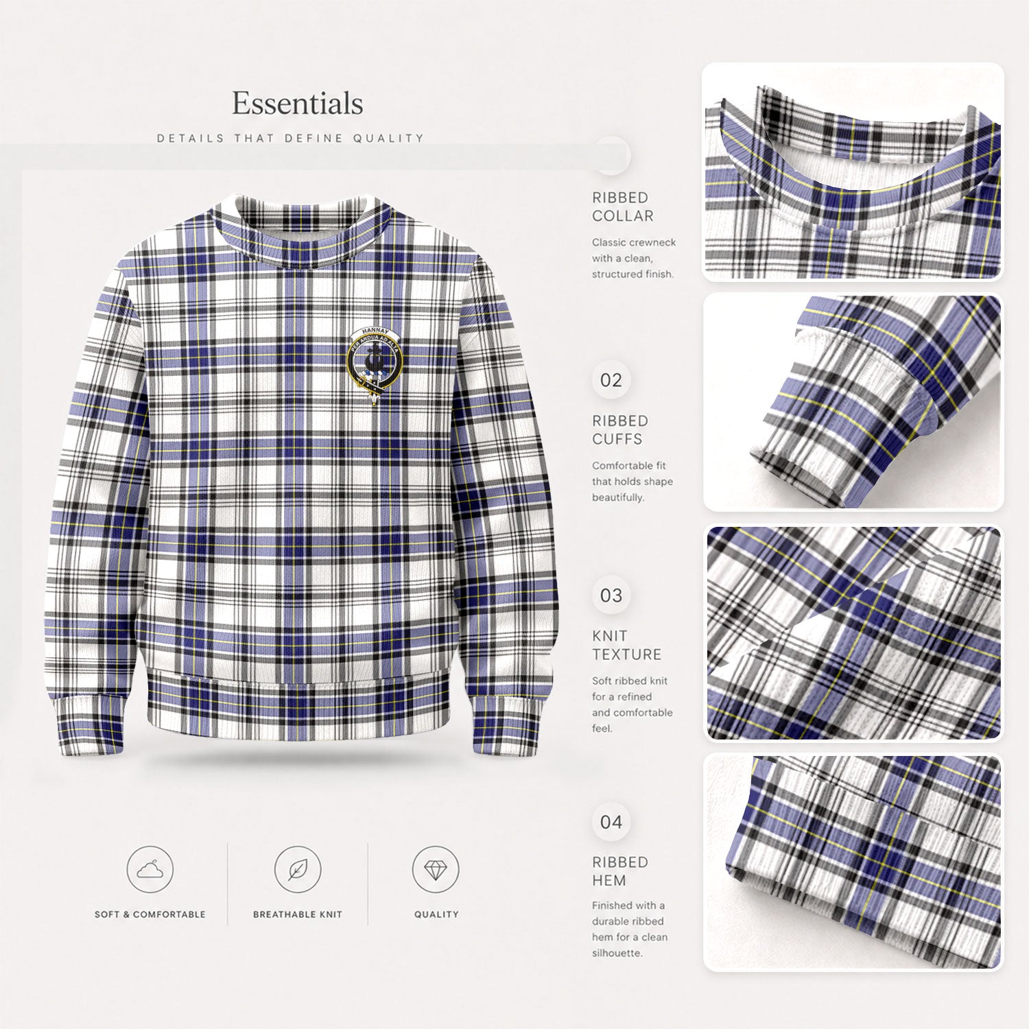 Hannay Modern Tartan Crest Sweater