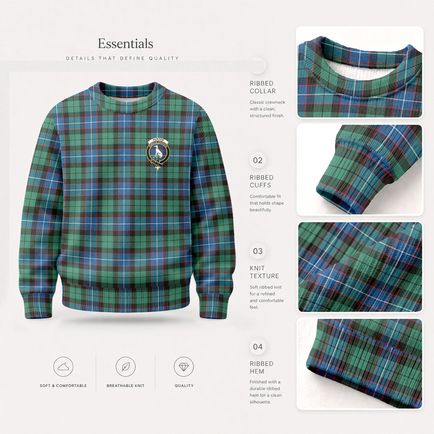 Hunter Ancient Tartan Crest Sweater