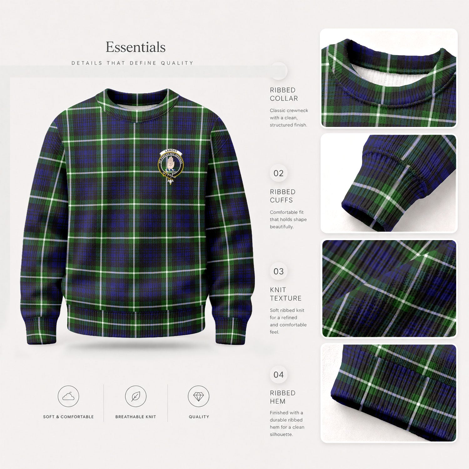 Lamont Modern Tartan Crest Sweater