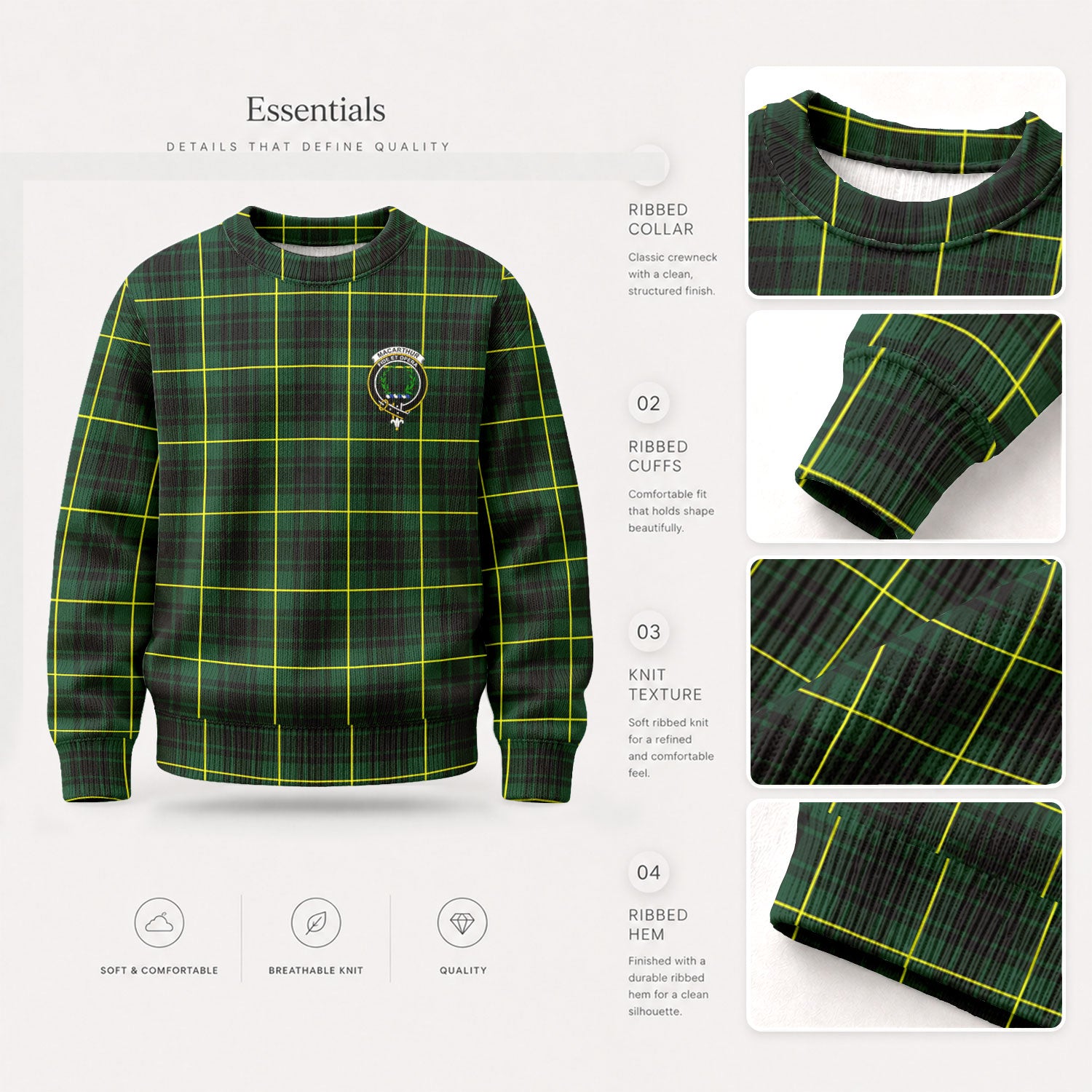 MacArthur Modern Tartan Crest Sweater
