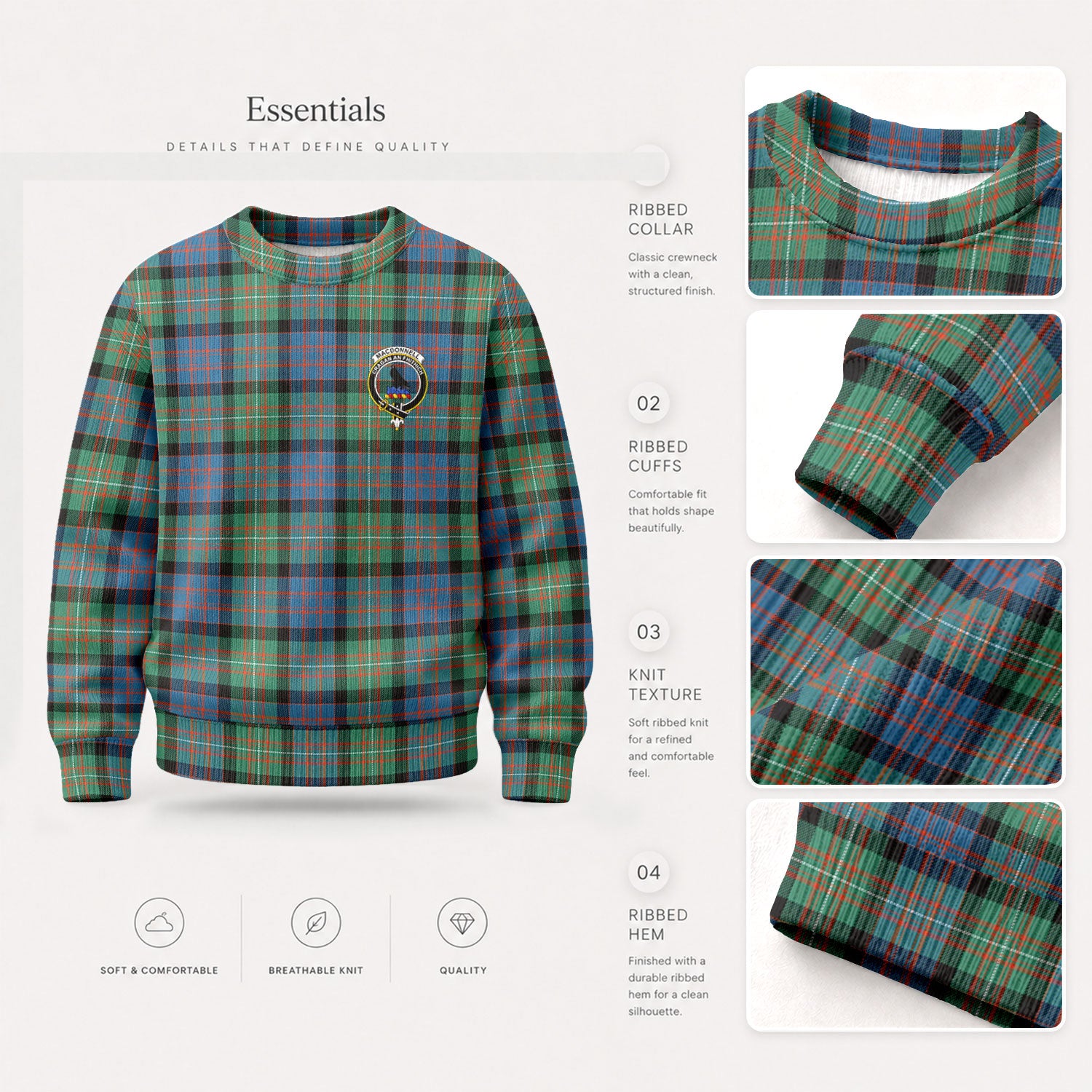 MacDonnell of Glengarry Ancient Tartan Crest Sweater