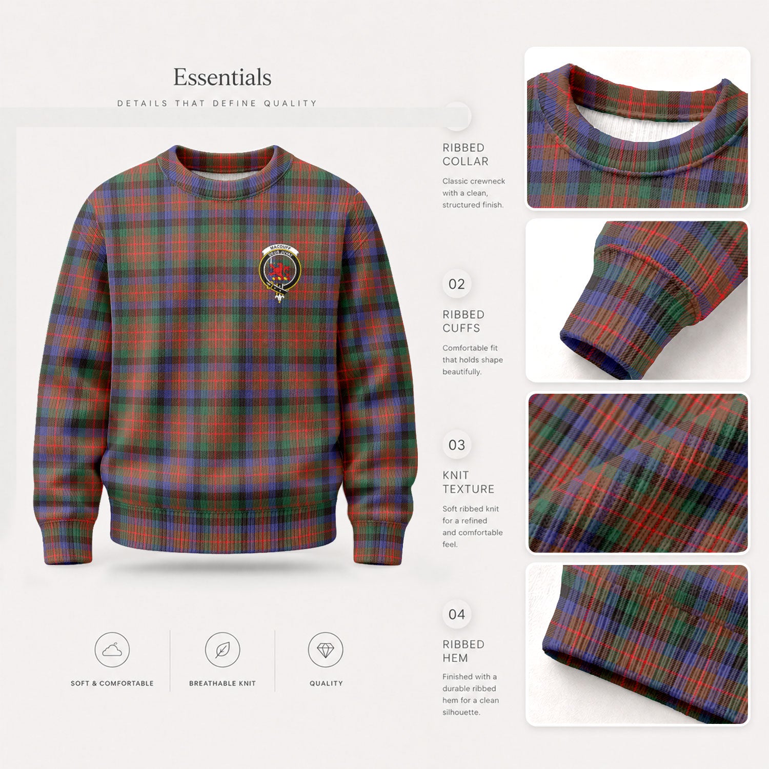 MacDuff Hunting Modern Tartan Crest Sweater