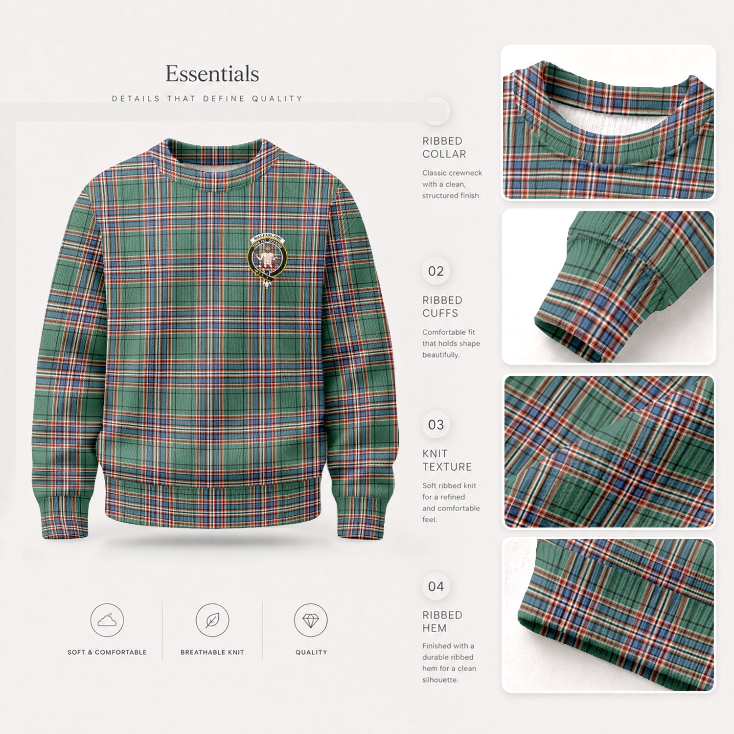 MacFarlane Hunting Ancient Tartan Crest Sweater