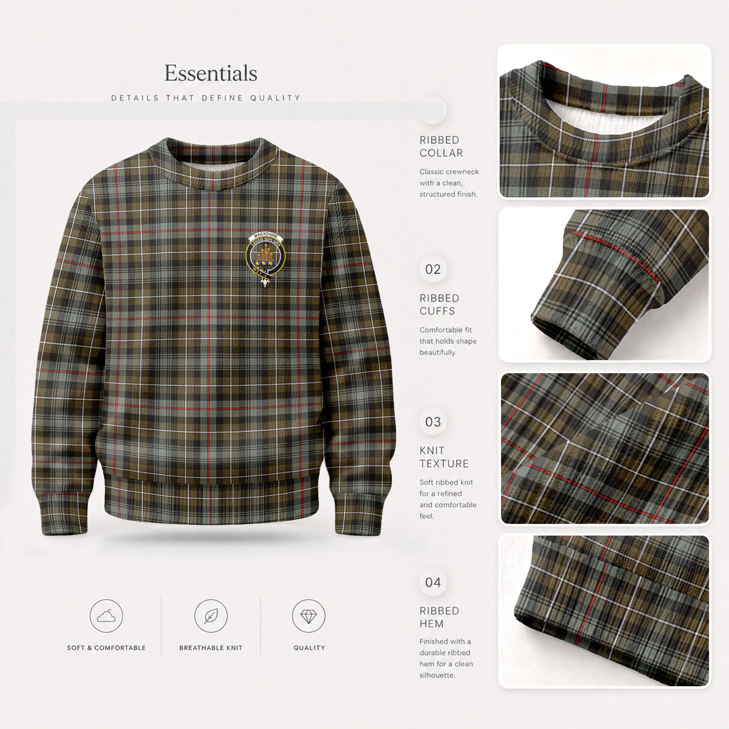 MacKenzie Weathered Tartan Crest Sweater