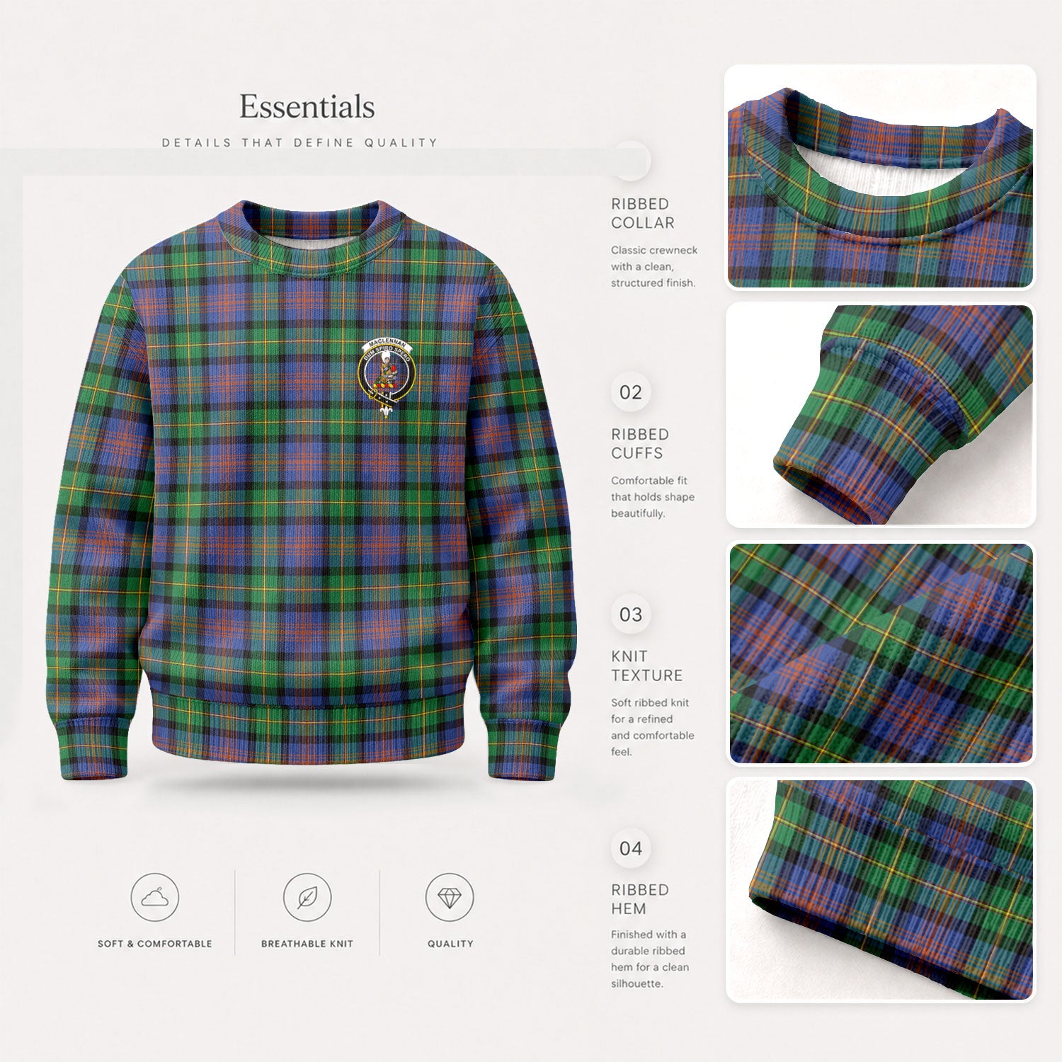 MacLennan Ancient Tartan Crest Sweater