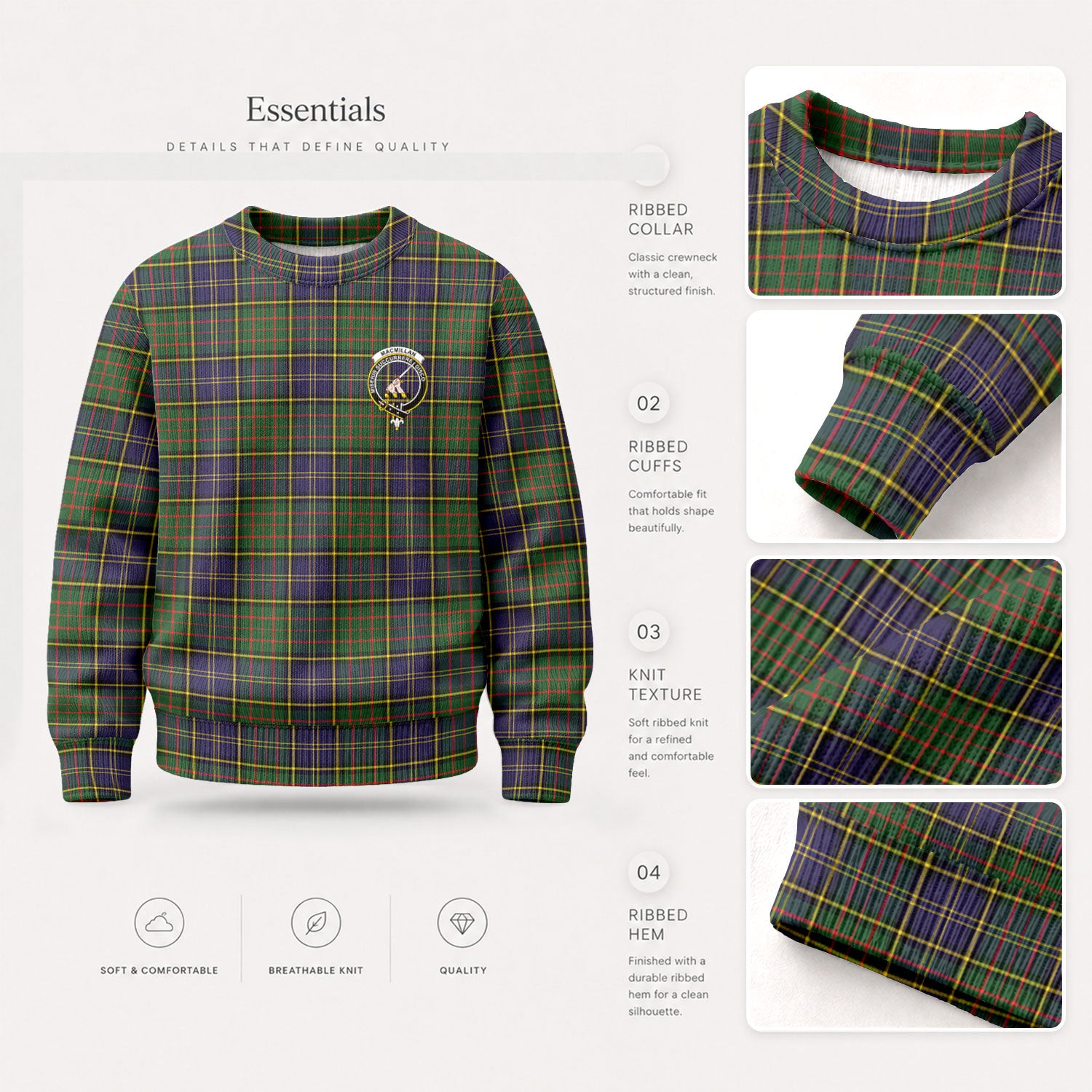 MacMillan Hunting Modern Tartan Crest Sweater