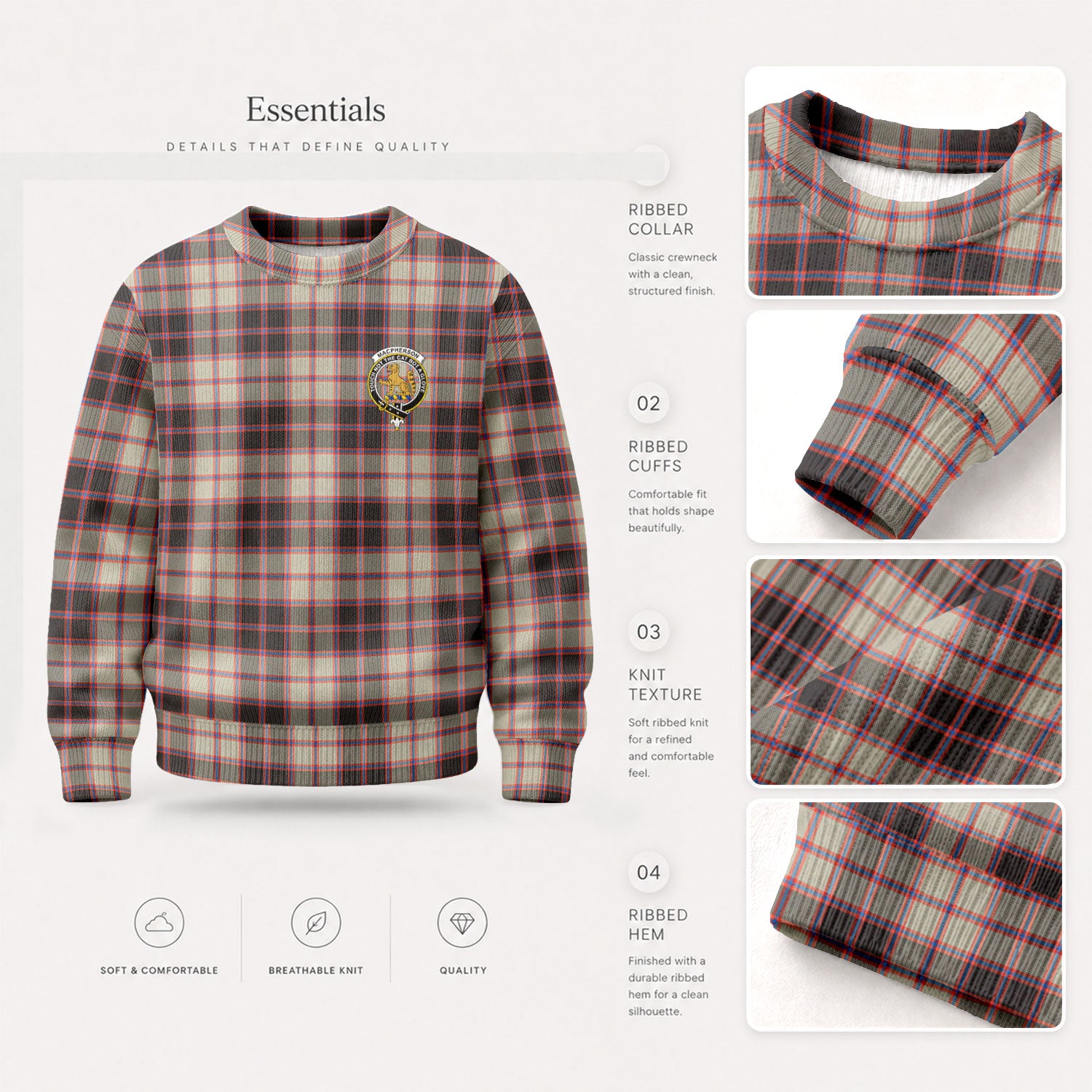 MacPherson Hunting Ancient Tartan Crest Sweater