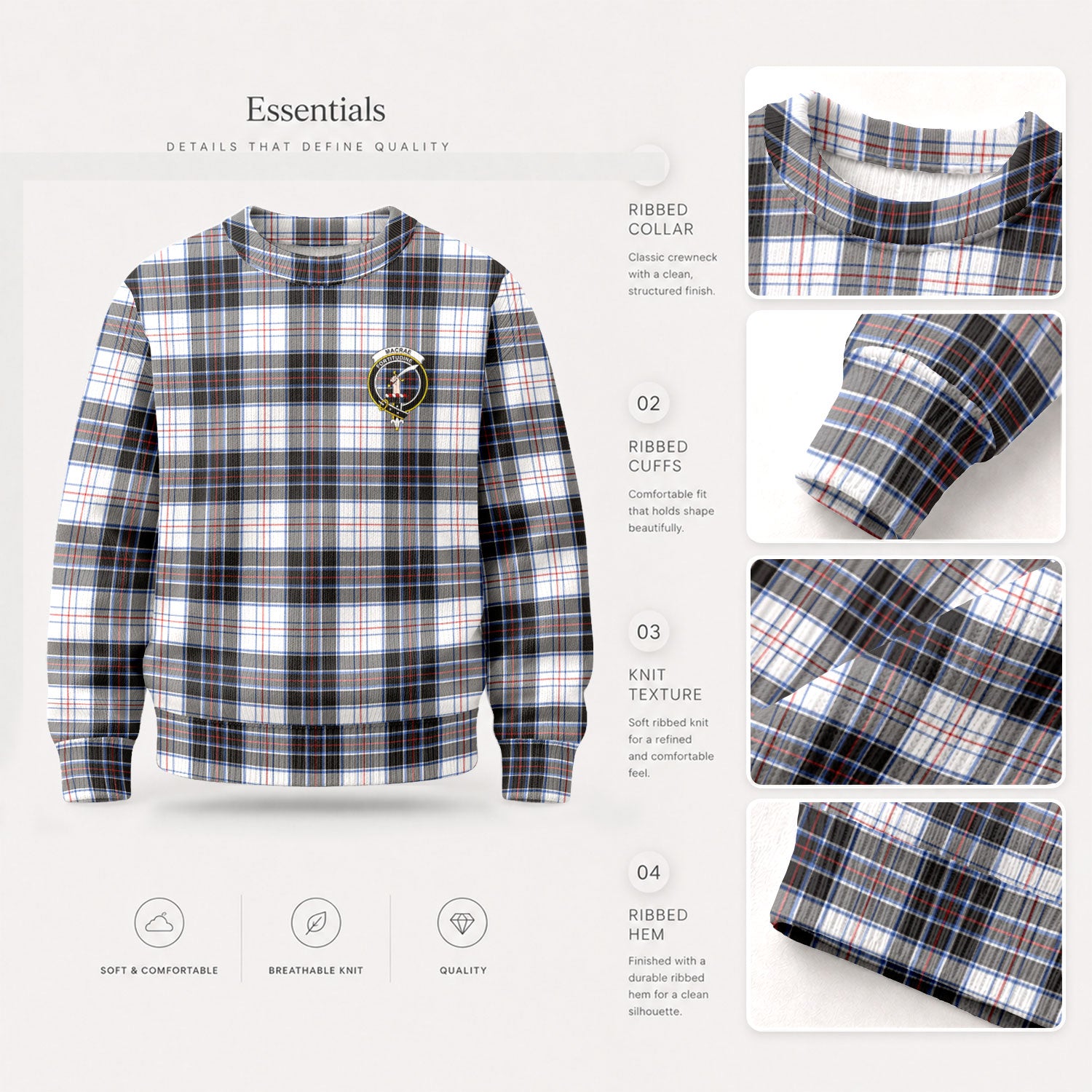 MacRae Dress Modern Tartan Crest Sweater