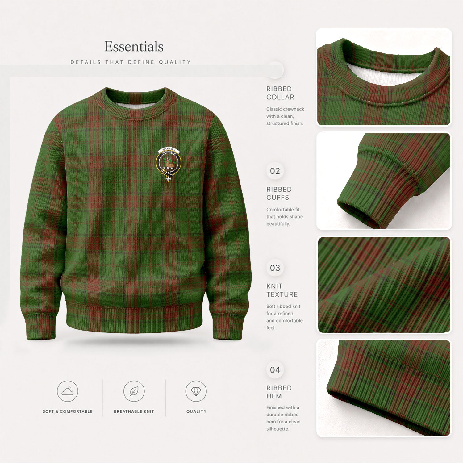 Maxwell Hunting Tartan Crest Sweater