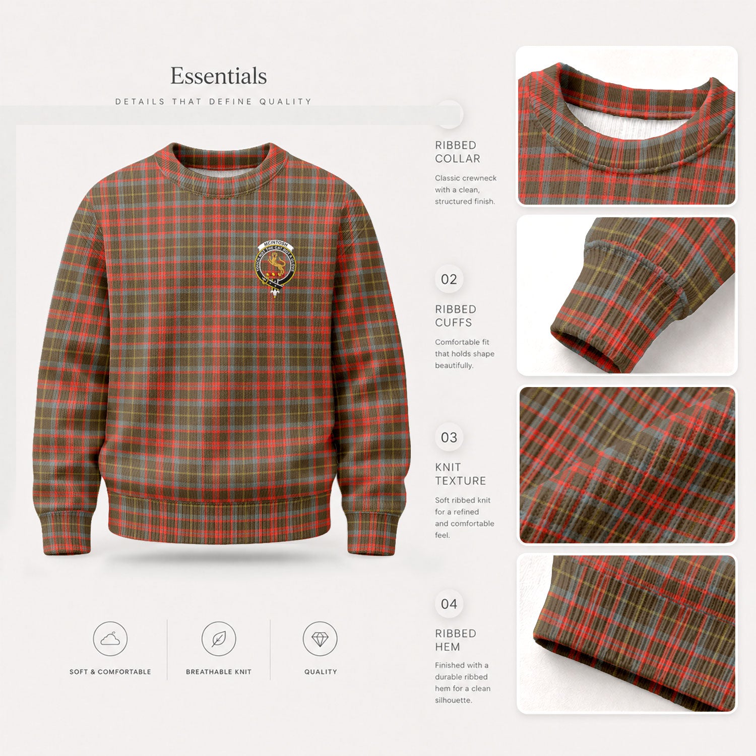 McIntosh Hunting Weathered Tartan Crest Sweater