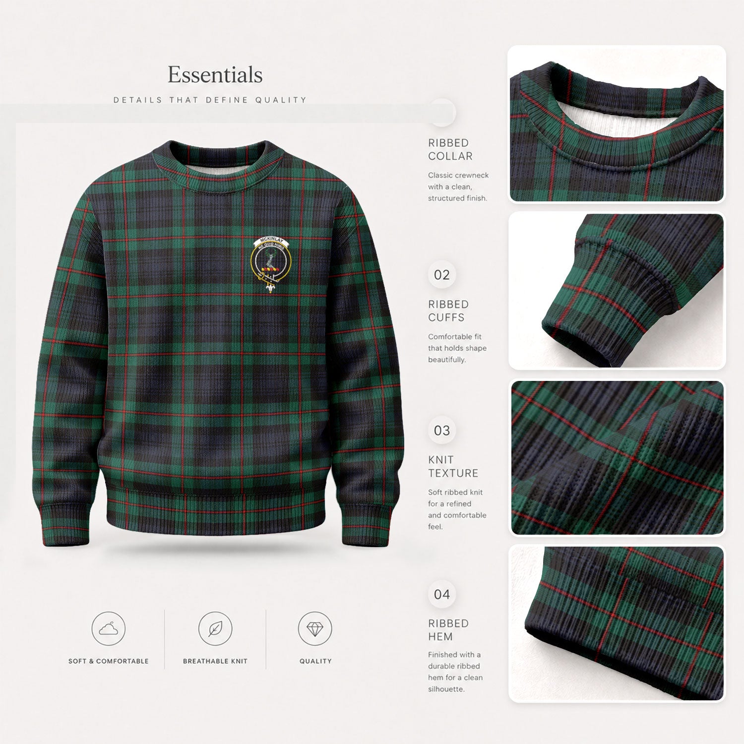 McKinlay Modern Tartan Crest Sweater