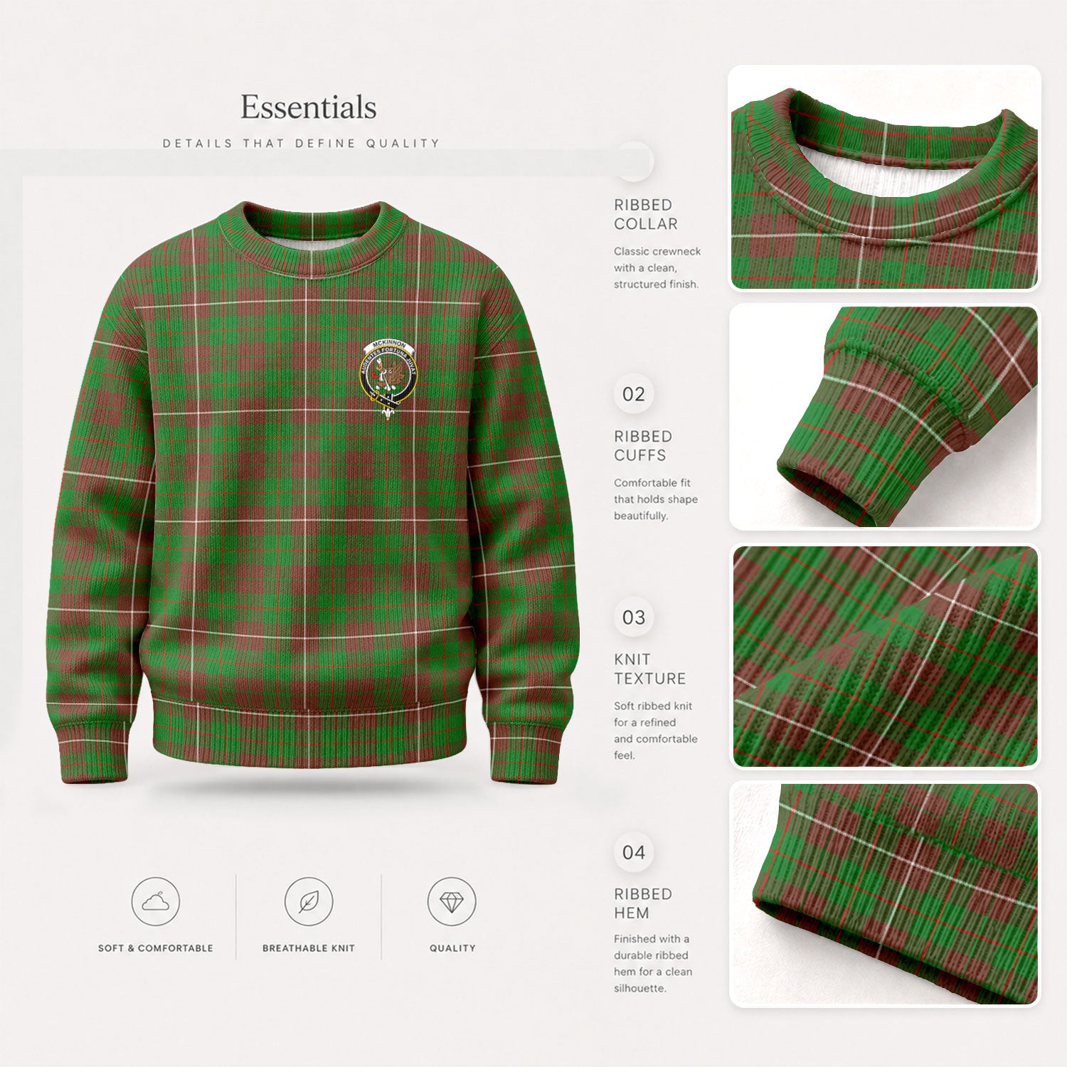 McKinnon Hunting Modern Tartan Crest Sweater