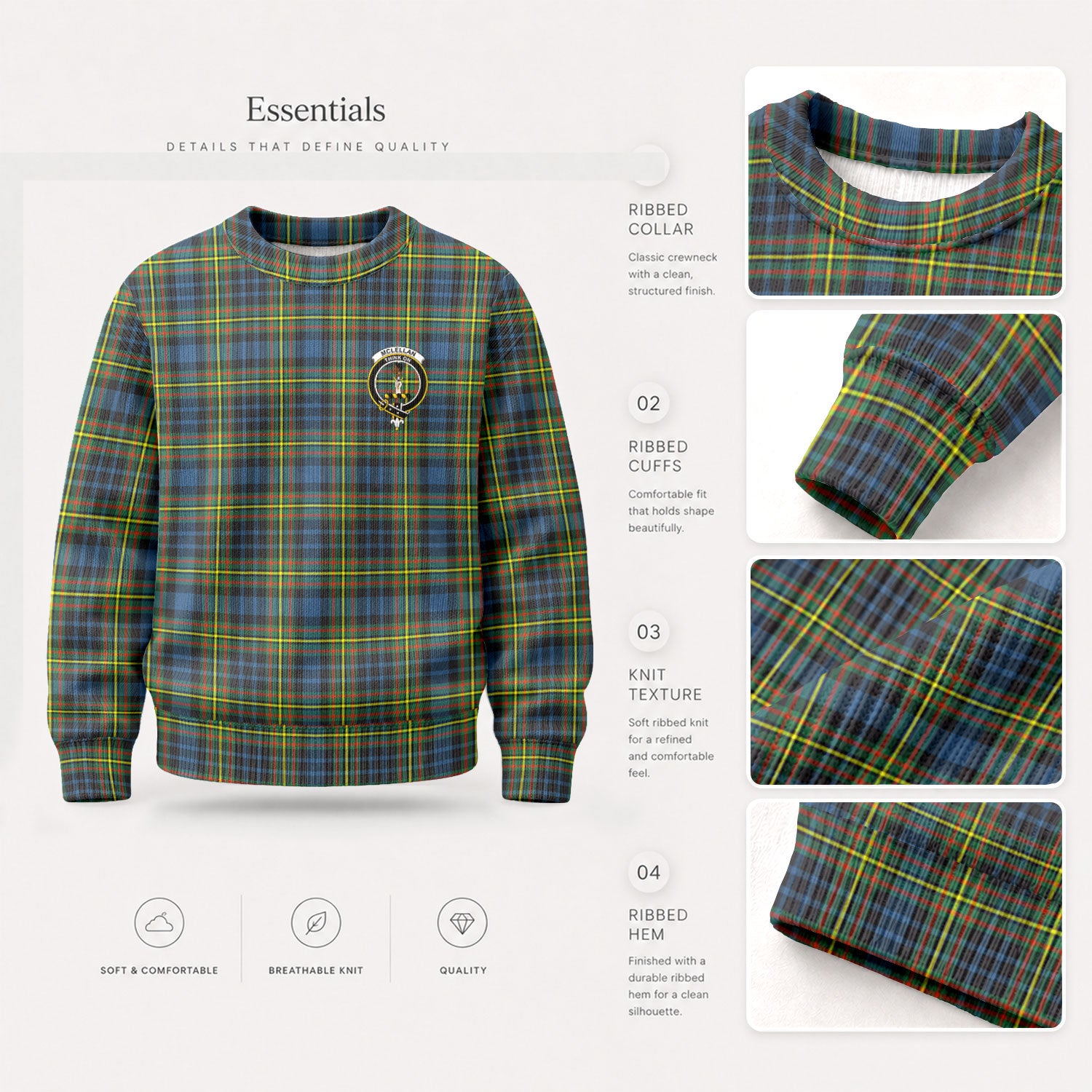 McLellan Ancient Tartan Crest Sweater