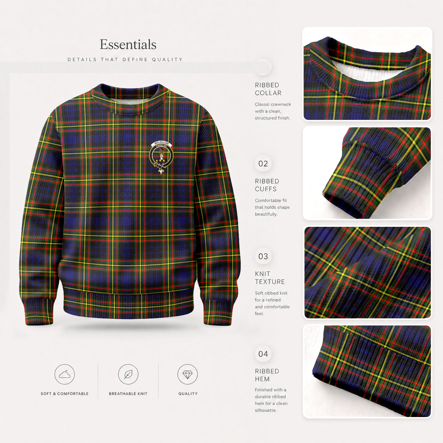 McLellan Modern Tartan Crest Sweater