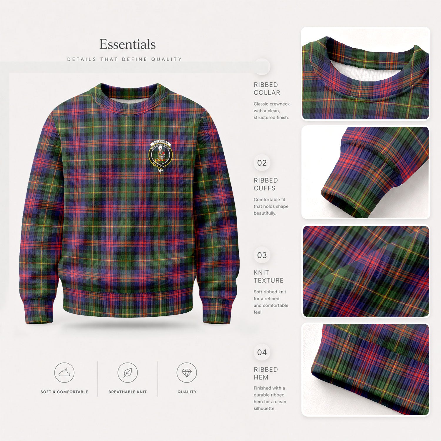 McLennan Modern Tartan Crest Sweater