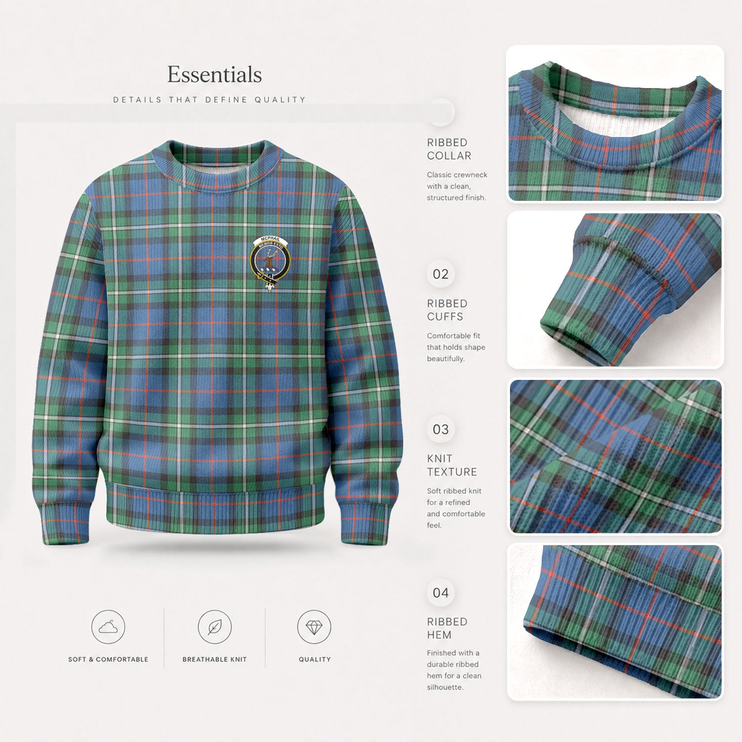 McPhail Hunting Ancient Tartan Crest Sweater