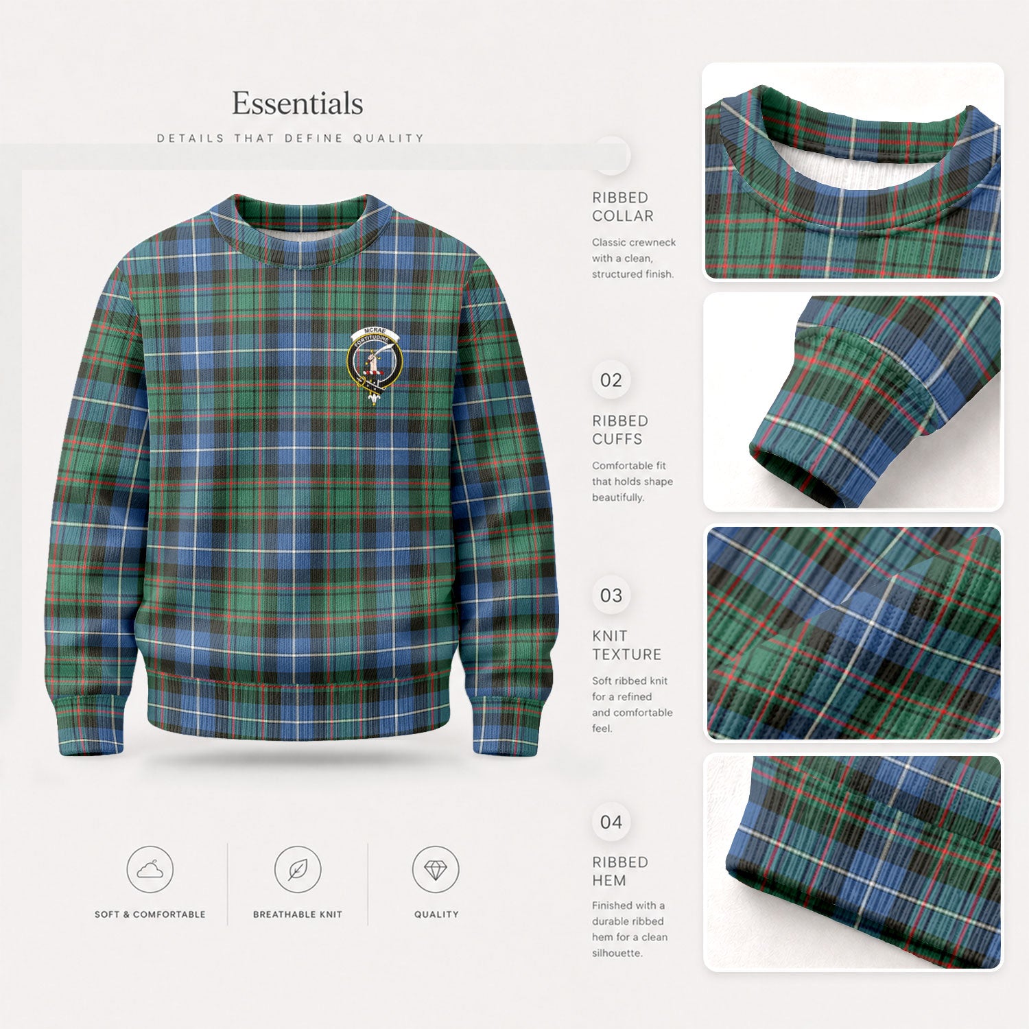 McRae Hunting Ancient Tartan Crest Sweater