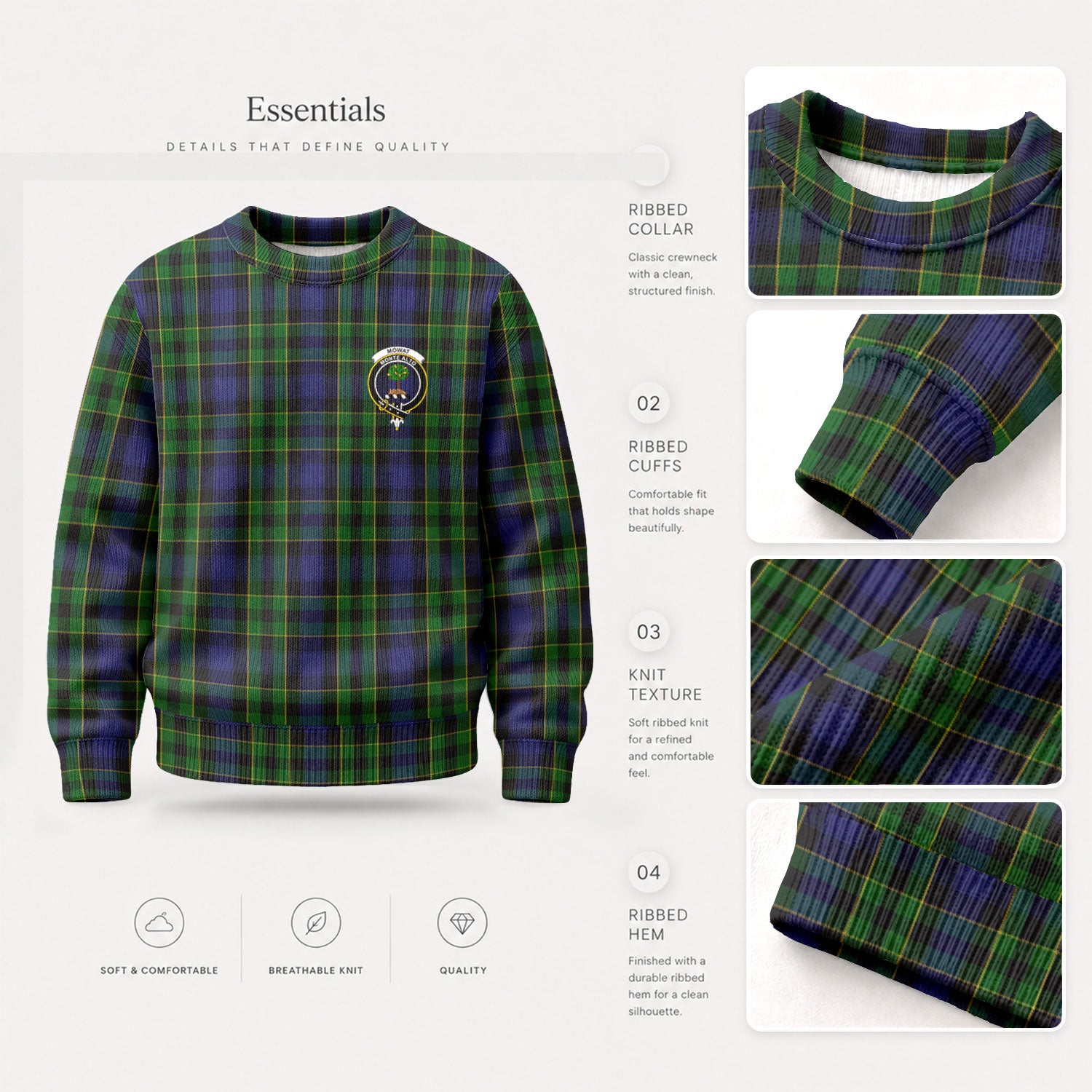 Mowat Modern Tartan Crest Sweater