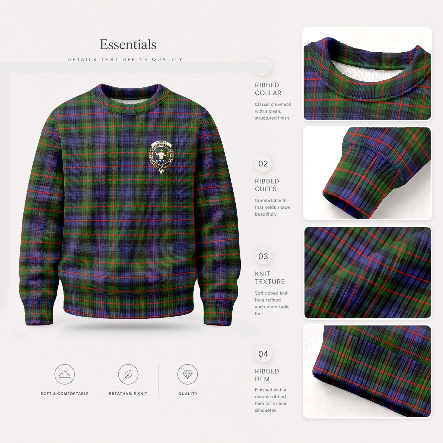 Murray of Atholl Modern Tartan Crest Sweater