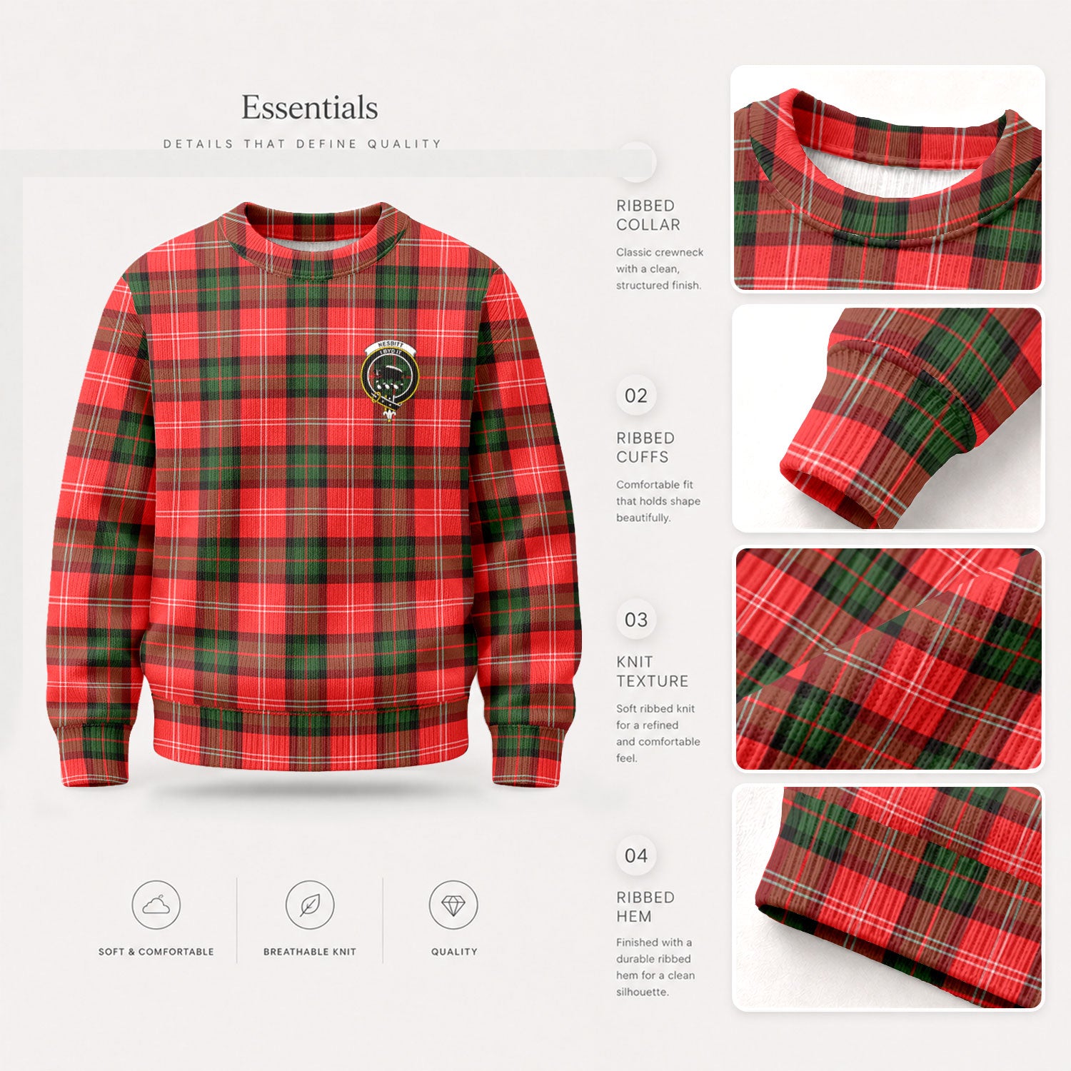 Nesbitt Modern Tartan Crest Sweater