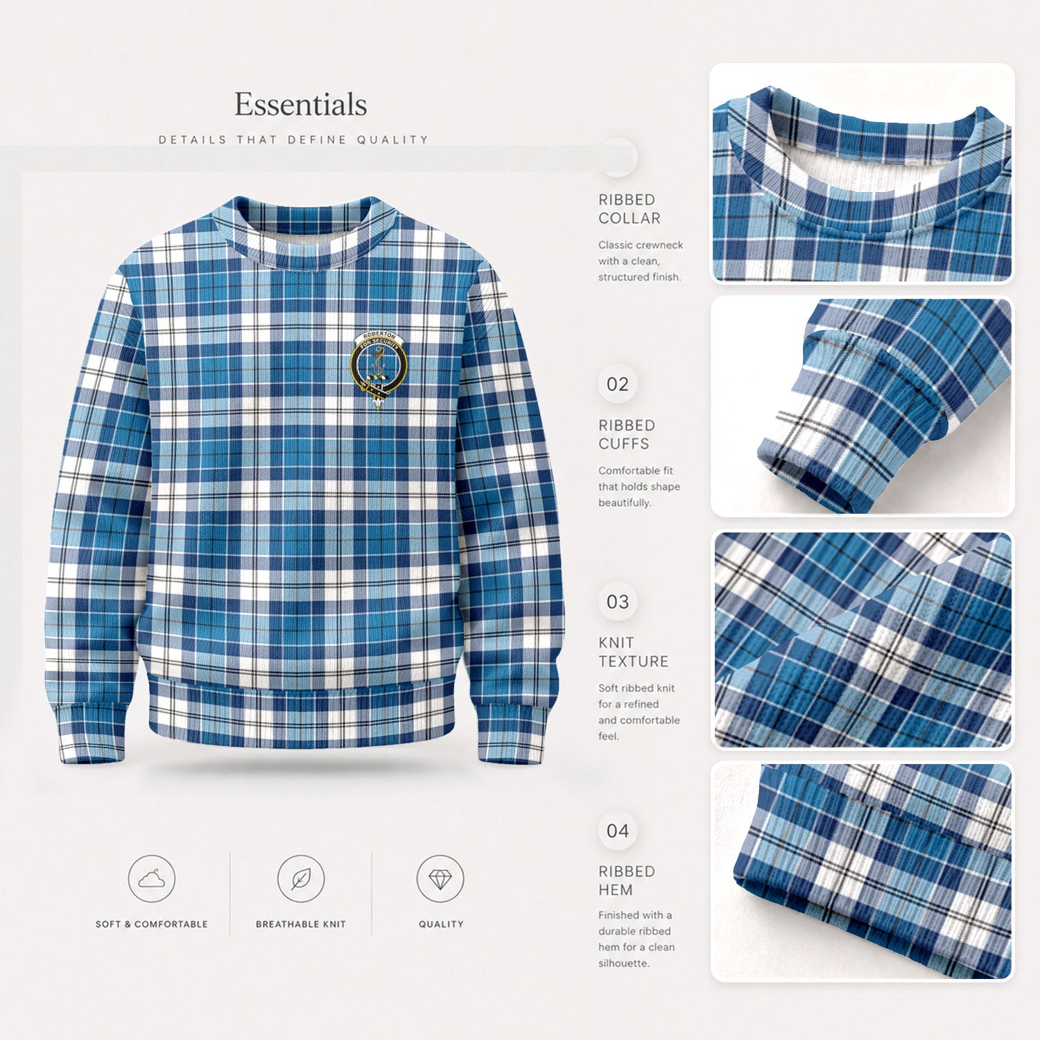 Roberton Tartan Crest Sweater