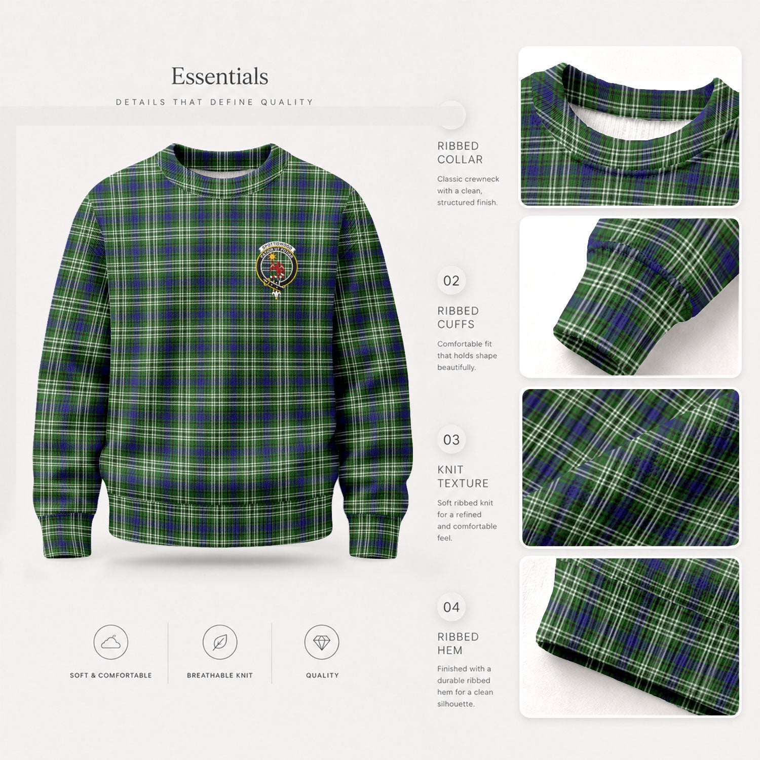 Spottiswood Tartan Crest Sweater