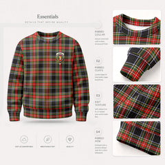 Stewart Black Tartan Crest Sweater