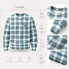 Stewart Muted Blue Tartan Crest Sweater