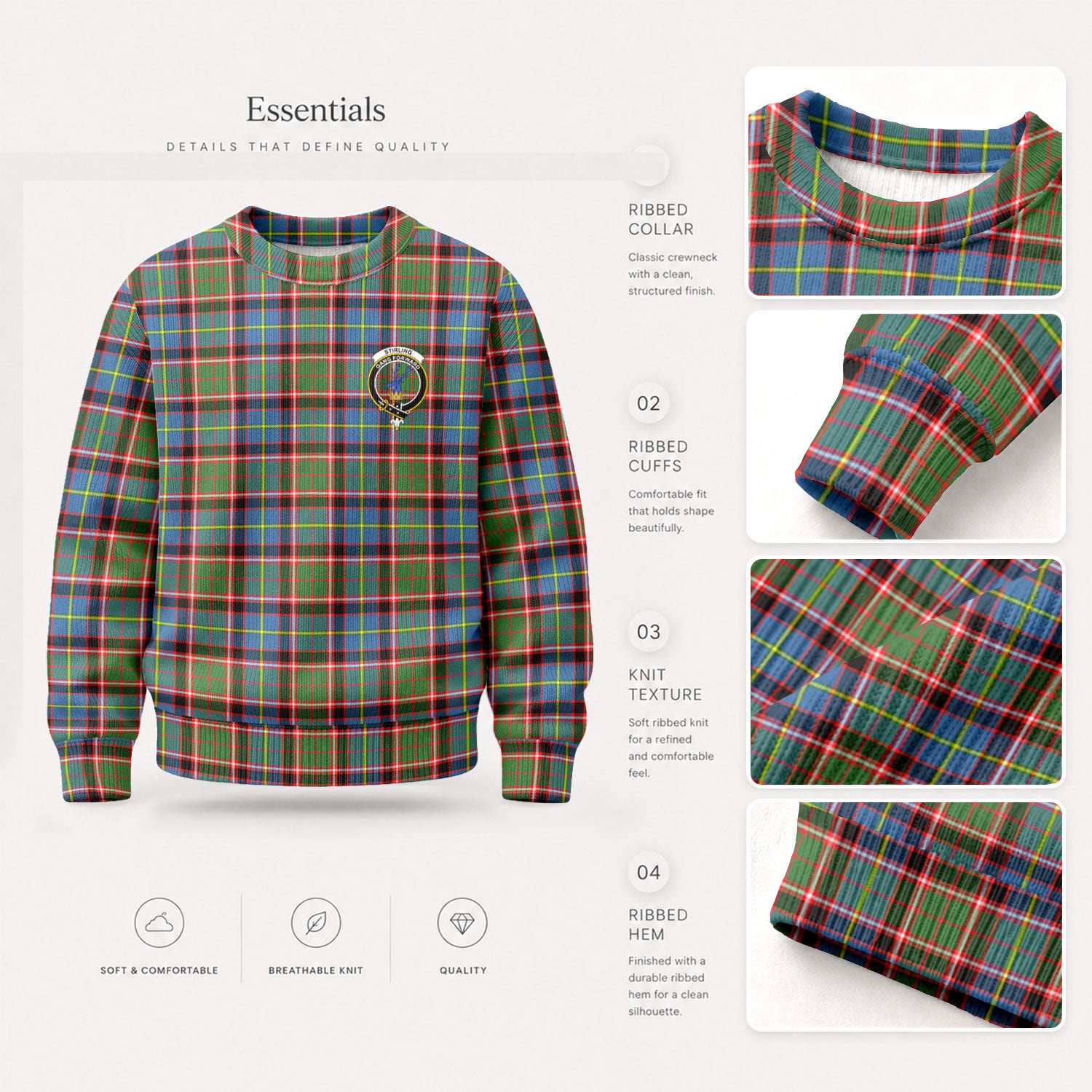 Stirling (of Cadder-Present Chief) Tartan Crest Sweater