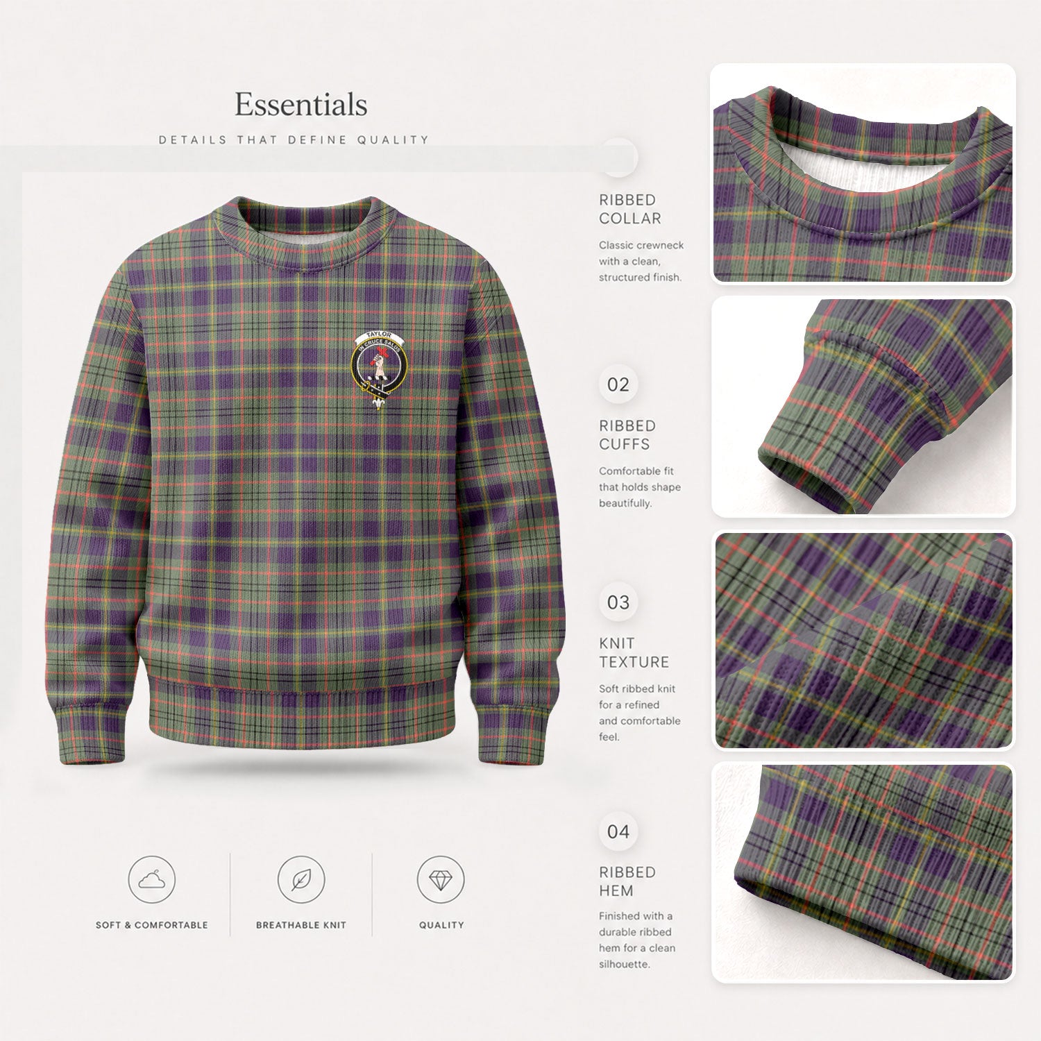 Taylor Weathered Tartan Crest Sweater
