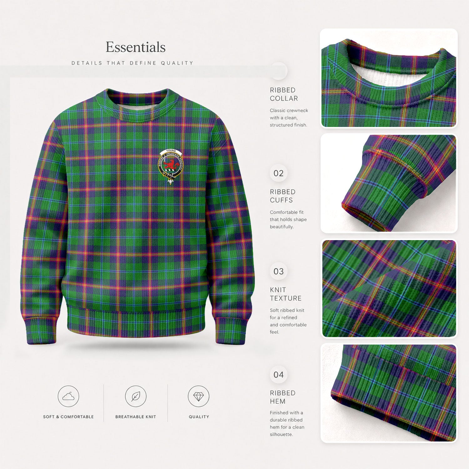 Young Modern Tartan Crest Sweater