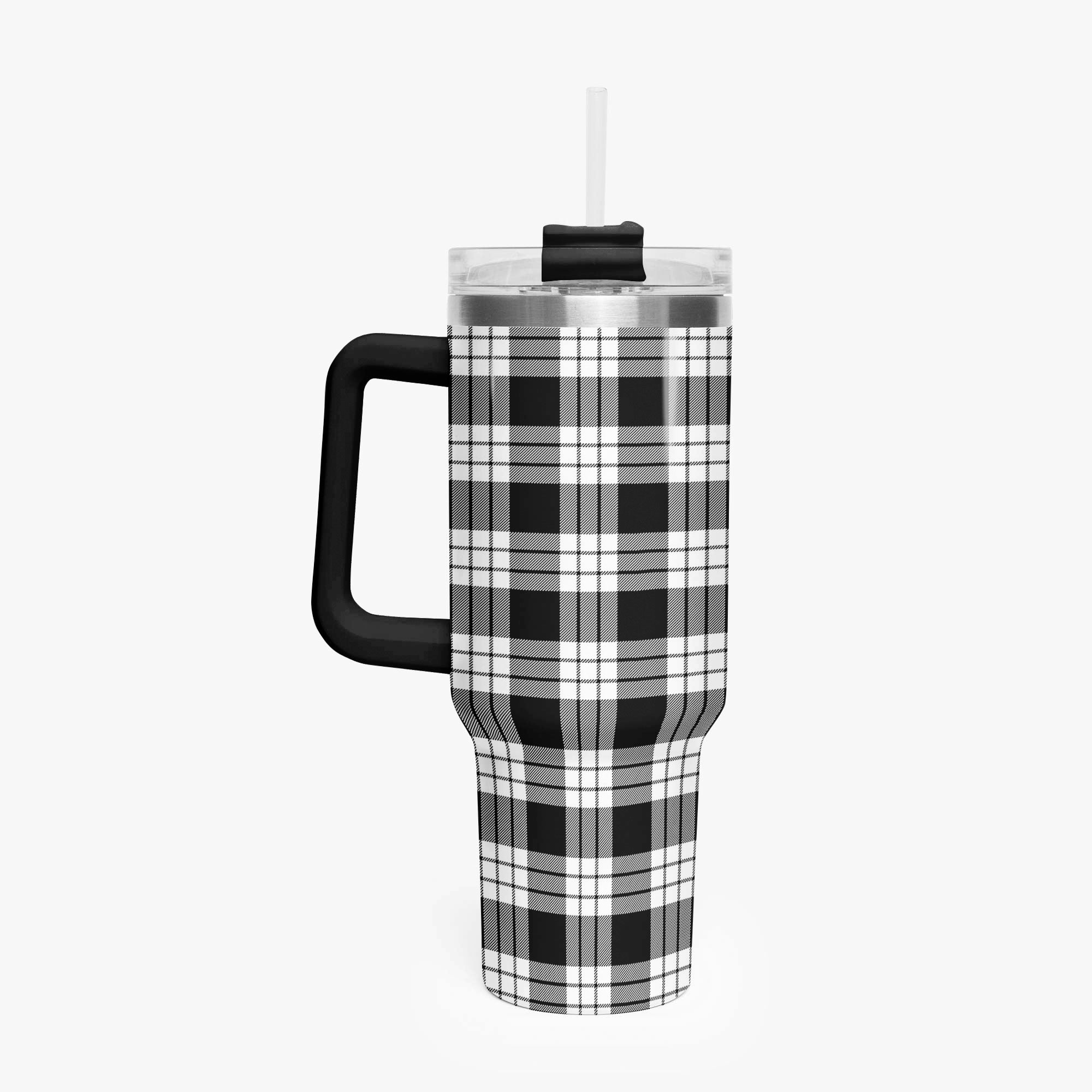 MacFarlane Black - White Tartan Crest 40 oz Insulated Tumbler with Handle