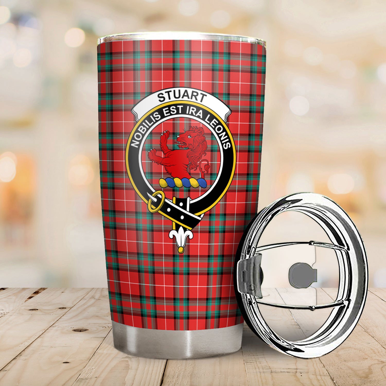 Stuart of Bute Tartan Crest Tumbler