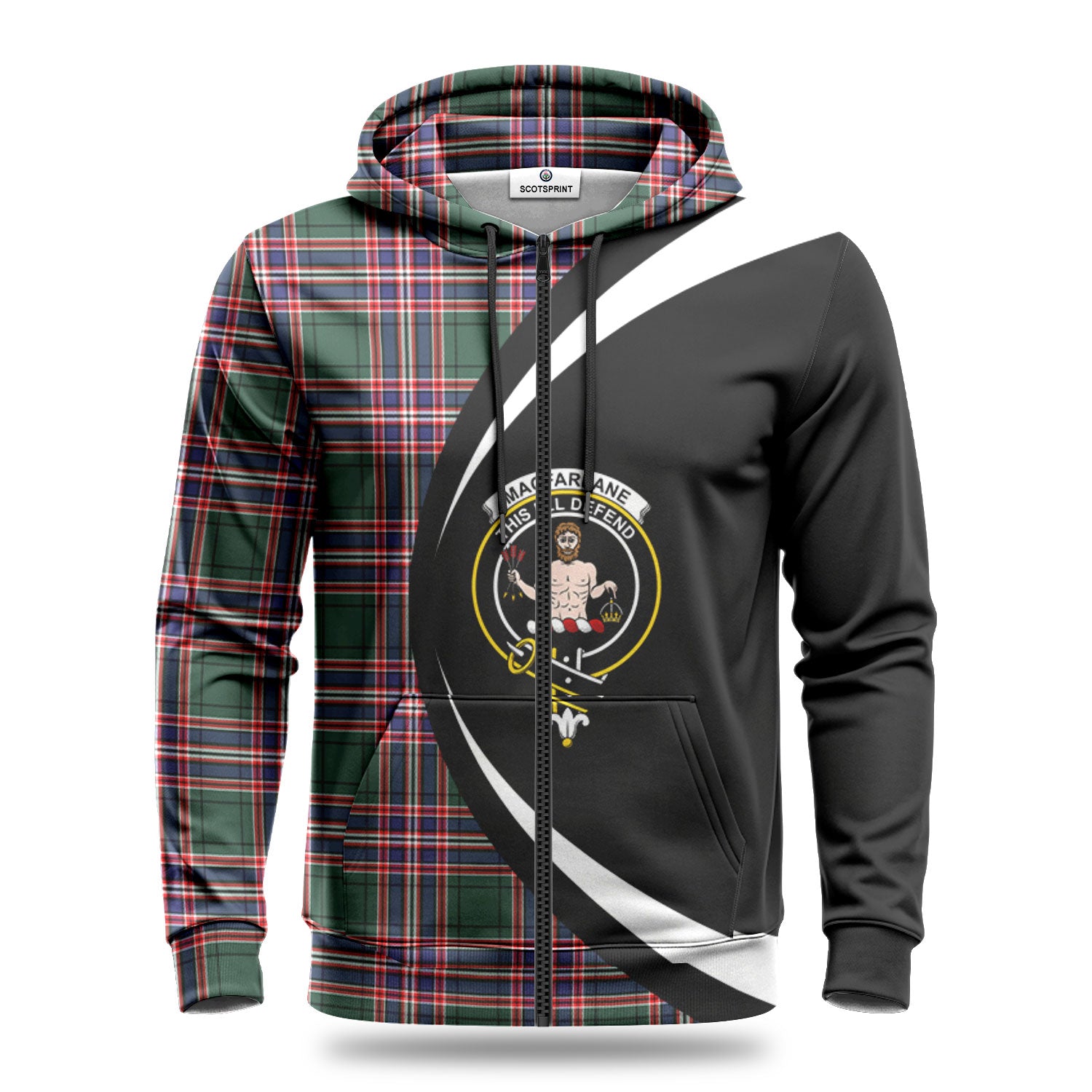MacFarlane Hunting Modern Tartan Crest Hoodie - Circle Style