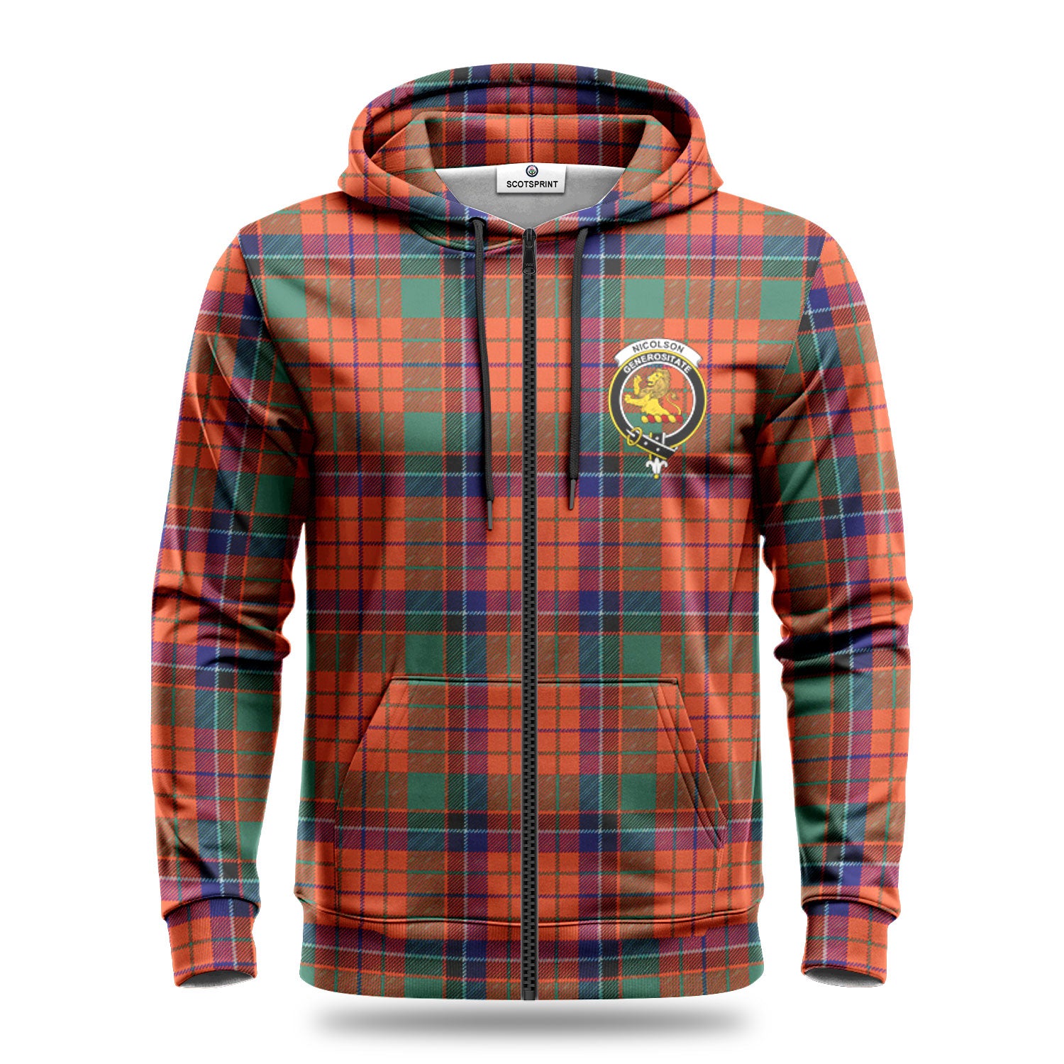 Nicolson Ancient Old Tartan Crest Hoodie