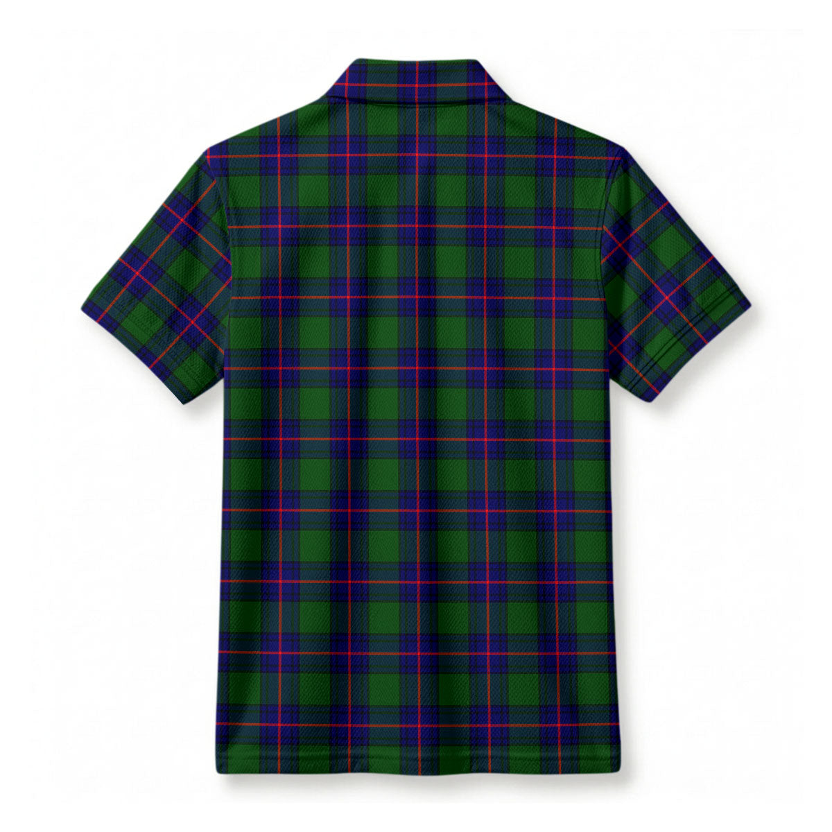 Shaw Modern Tartan Crest Birdseye Mesh Polo Shirt
