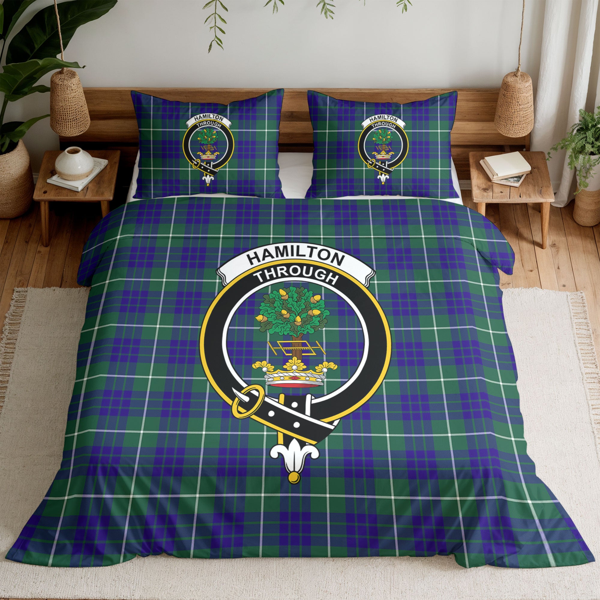 Hamilton Hunting Modern Tartan Crest Bedding Set