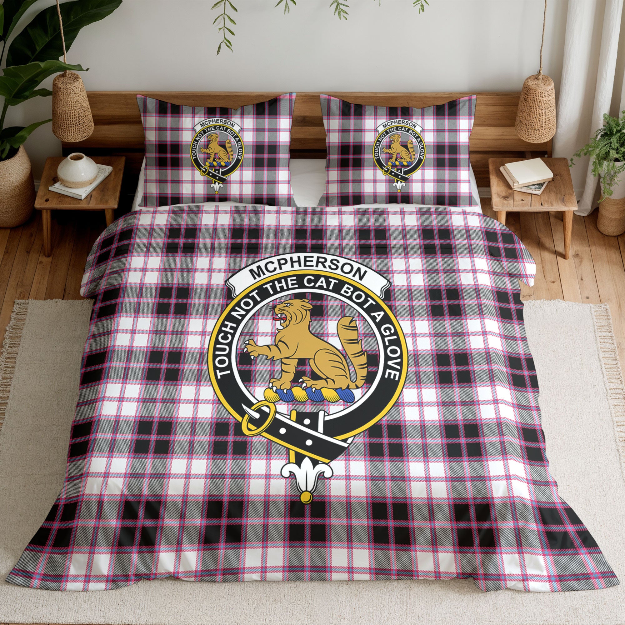 McPherson Hunting Modern Tartan Crest Bedding Set