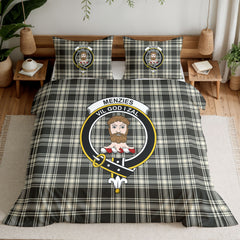 Menzies Black - White Ancient Tartan Crest Bedding Set