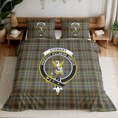 Stewart Hunting Weathered Tartan Crest Bedding Set