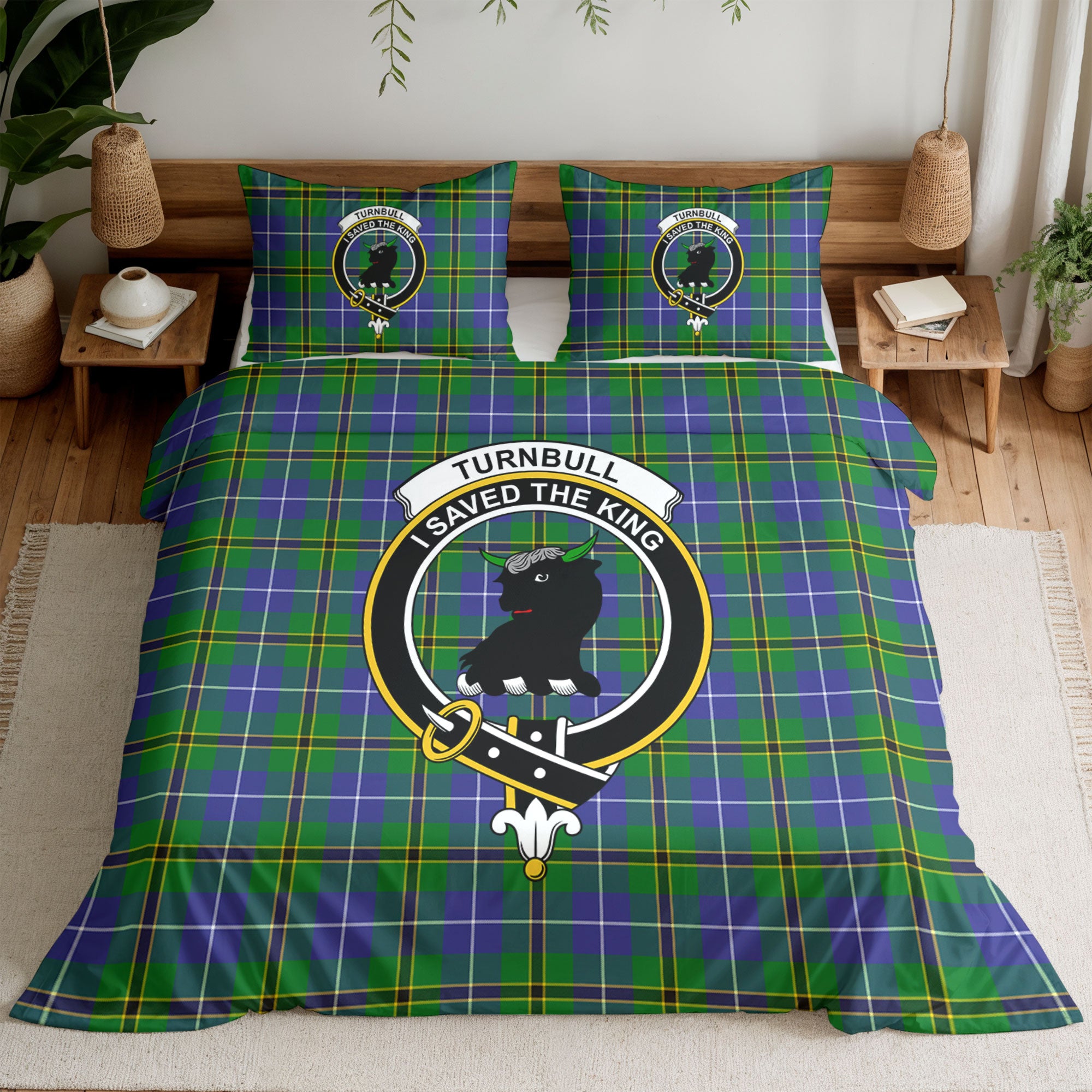 Turnbull Hunting Tartan Crest Bedding Set