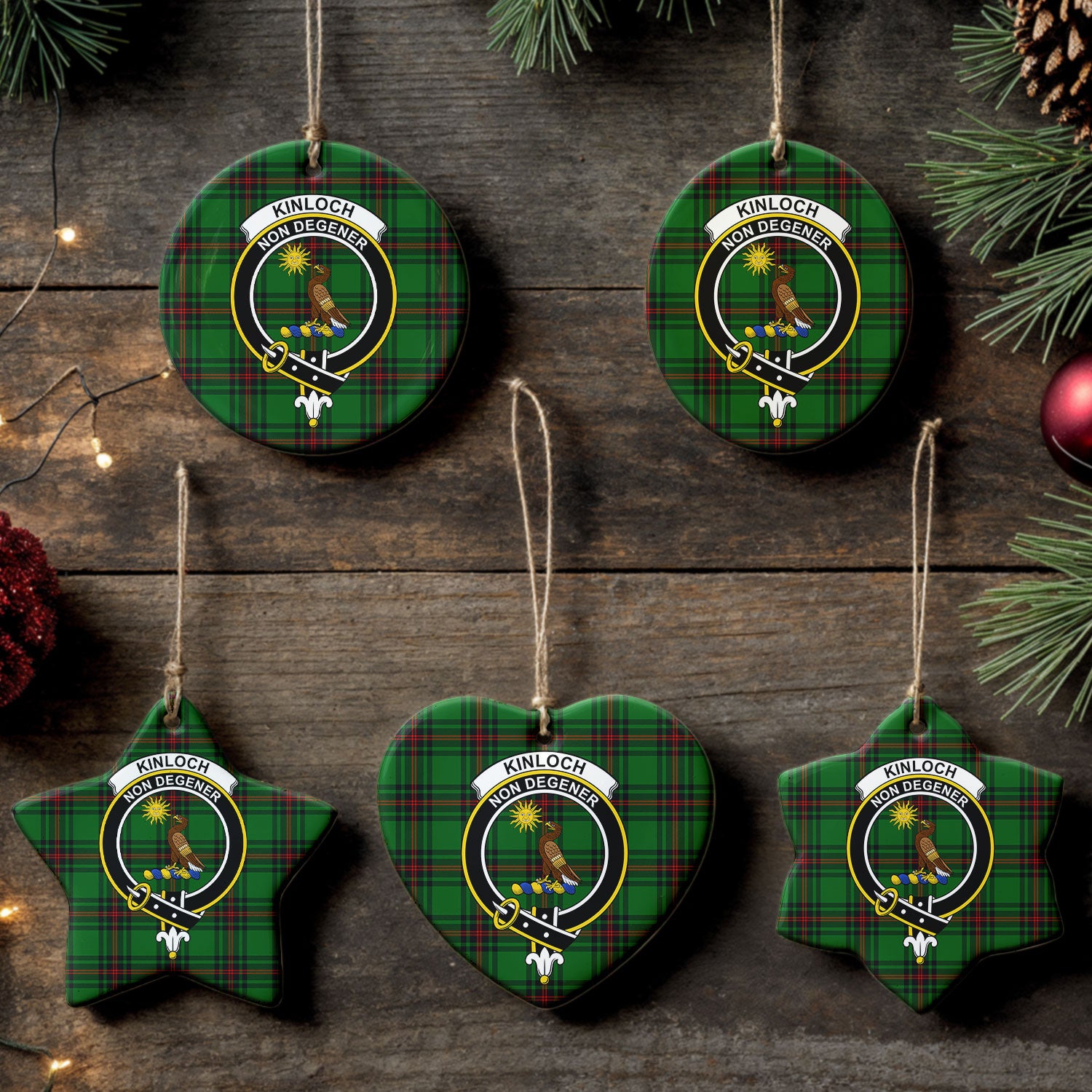 Kinloch Tartan Crest Christmas Ceramic Ornament