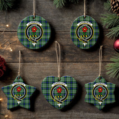 Learmonth Tartan Crest Christmas Ceramic Ornament